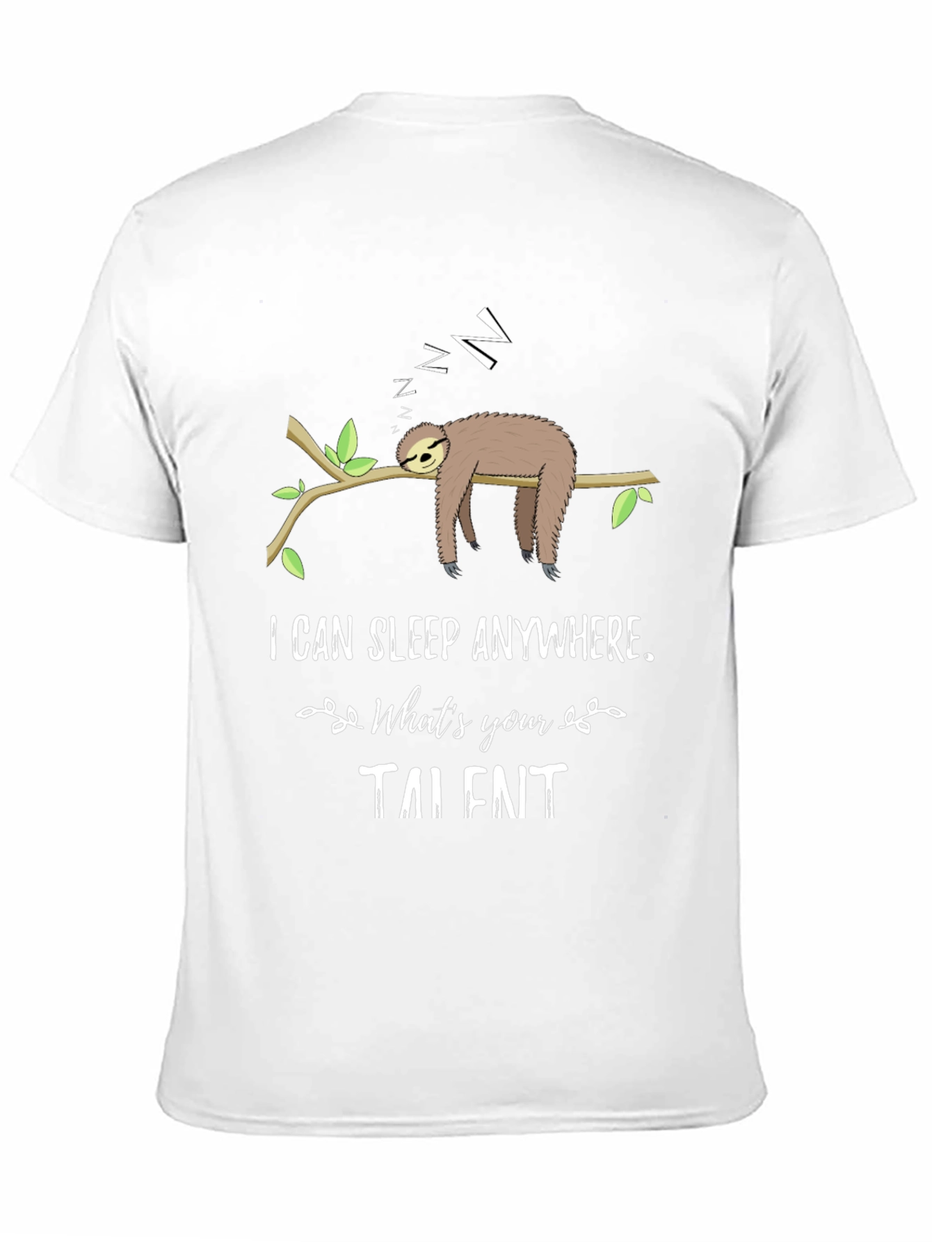 Black Funny Sloth Sleeping T-Shirt - I Can Sleep Anywhere view 11