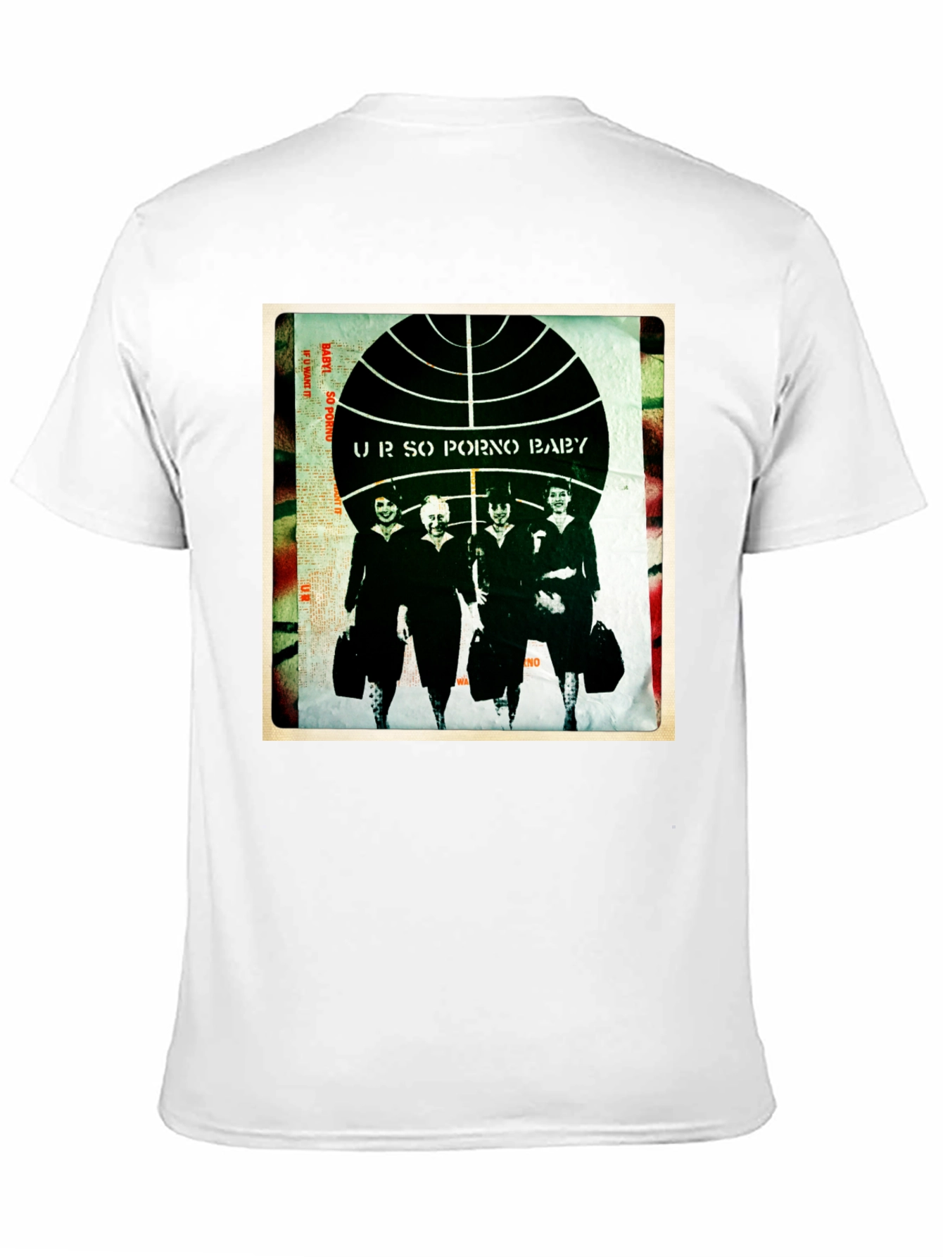 Black Retro Graphic T-Shirt - "UR SO PORNO BABY" Design view 11