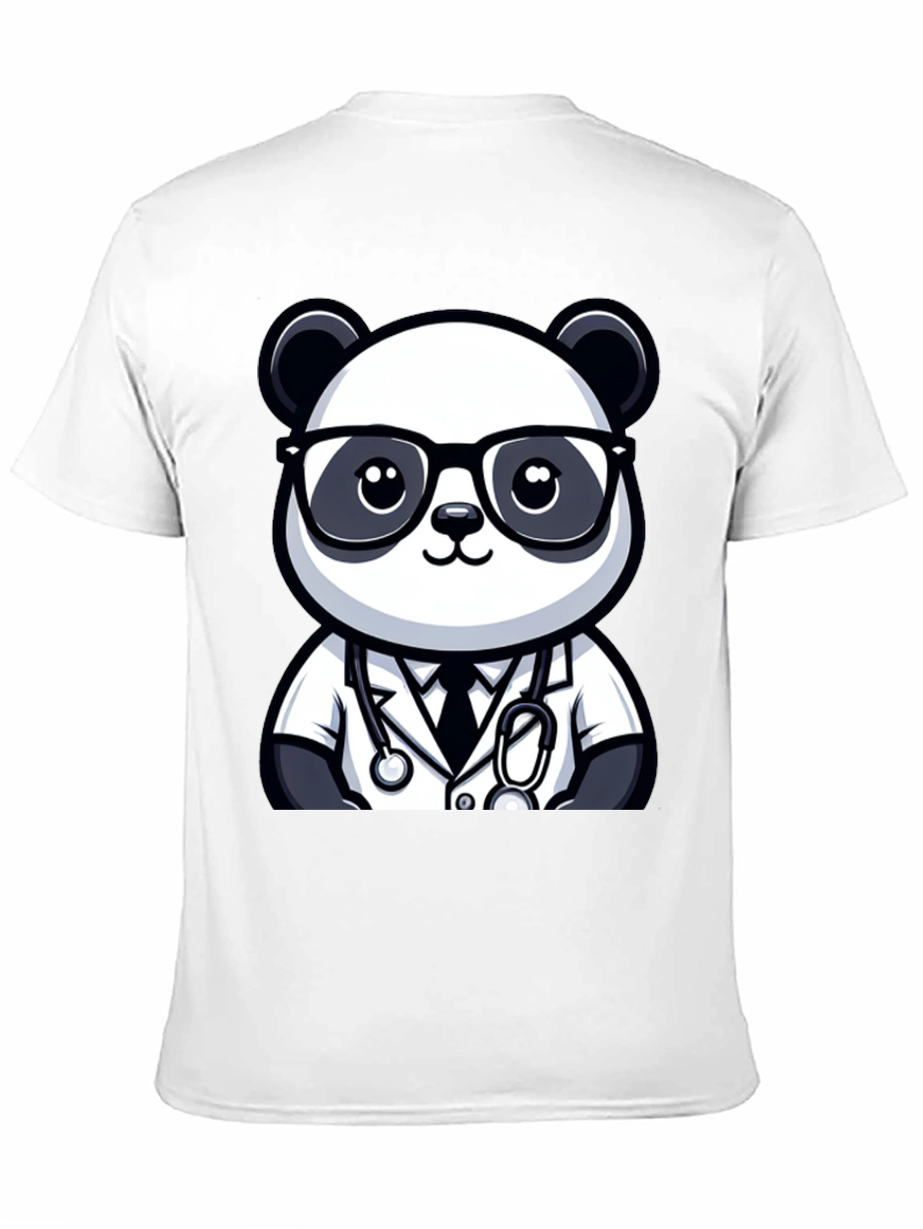 Black Panda Doctor T-Shirt - Cute Cartoon Animal Tee view 11
