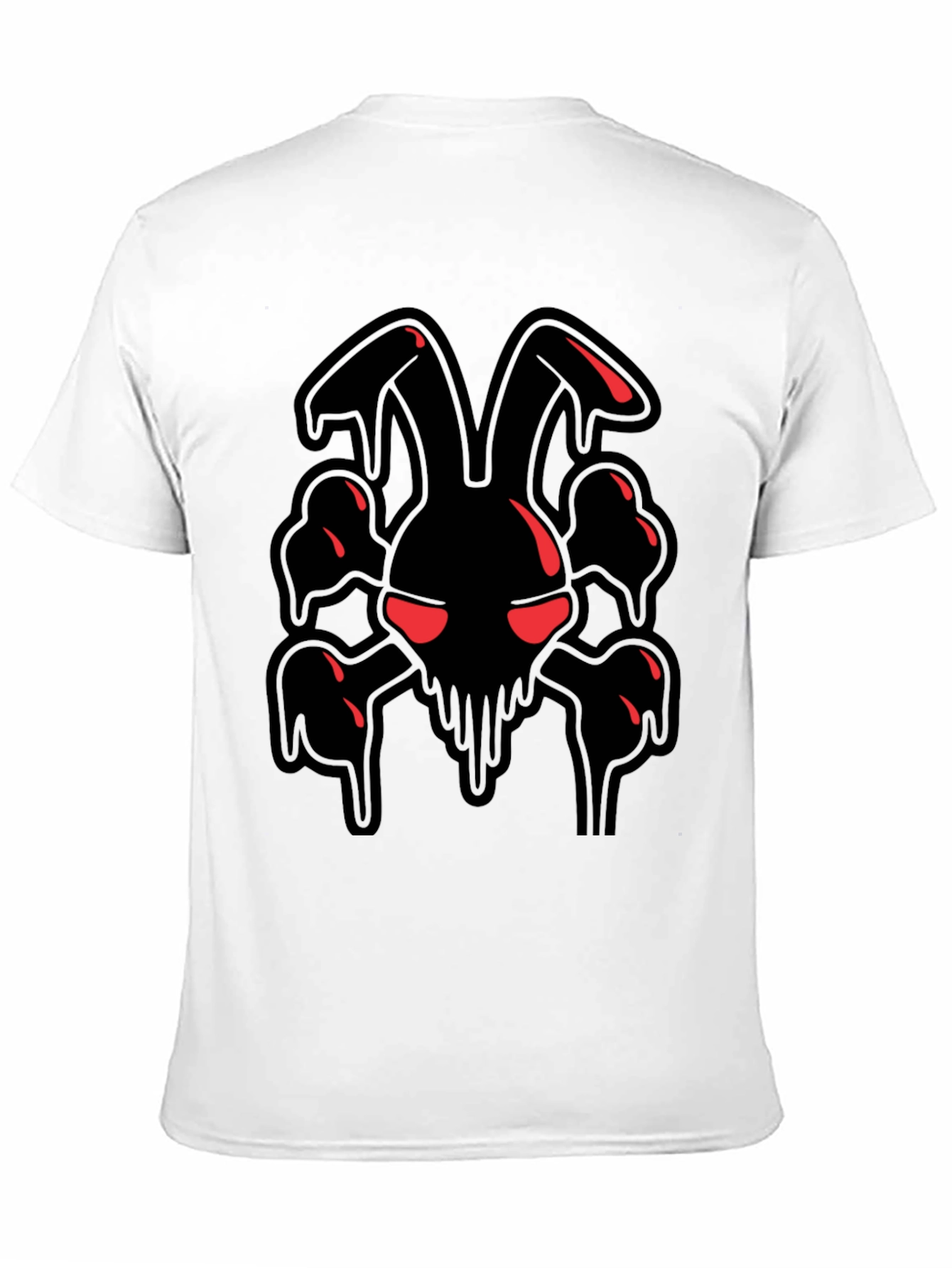 Black Men's Black Graphic Tee - Edgy Rabbit Skull view 11