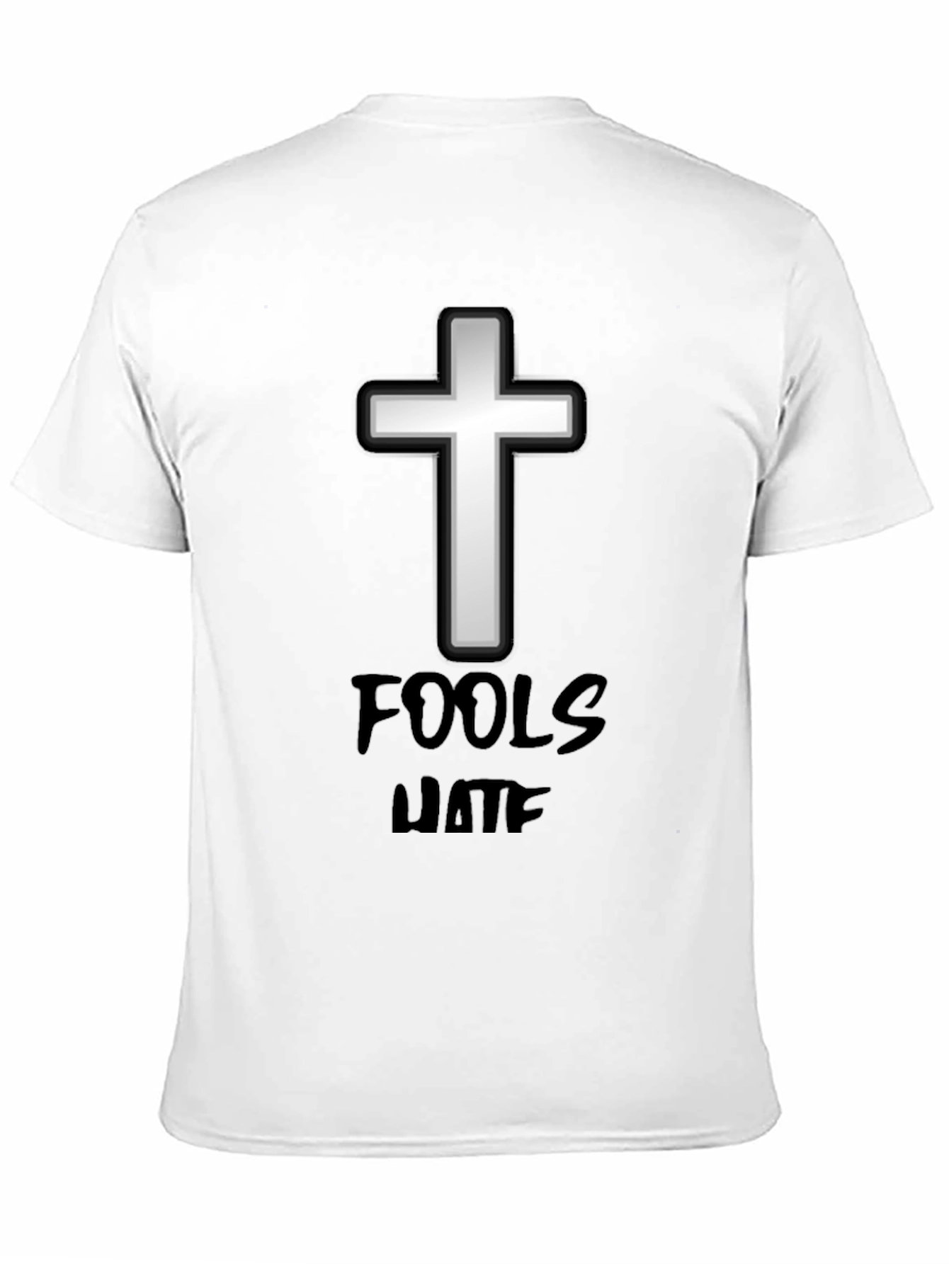 Black Fools Hate Cross Graphic Tee - Black Cotton T-Shirt view 11