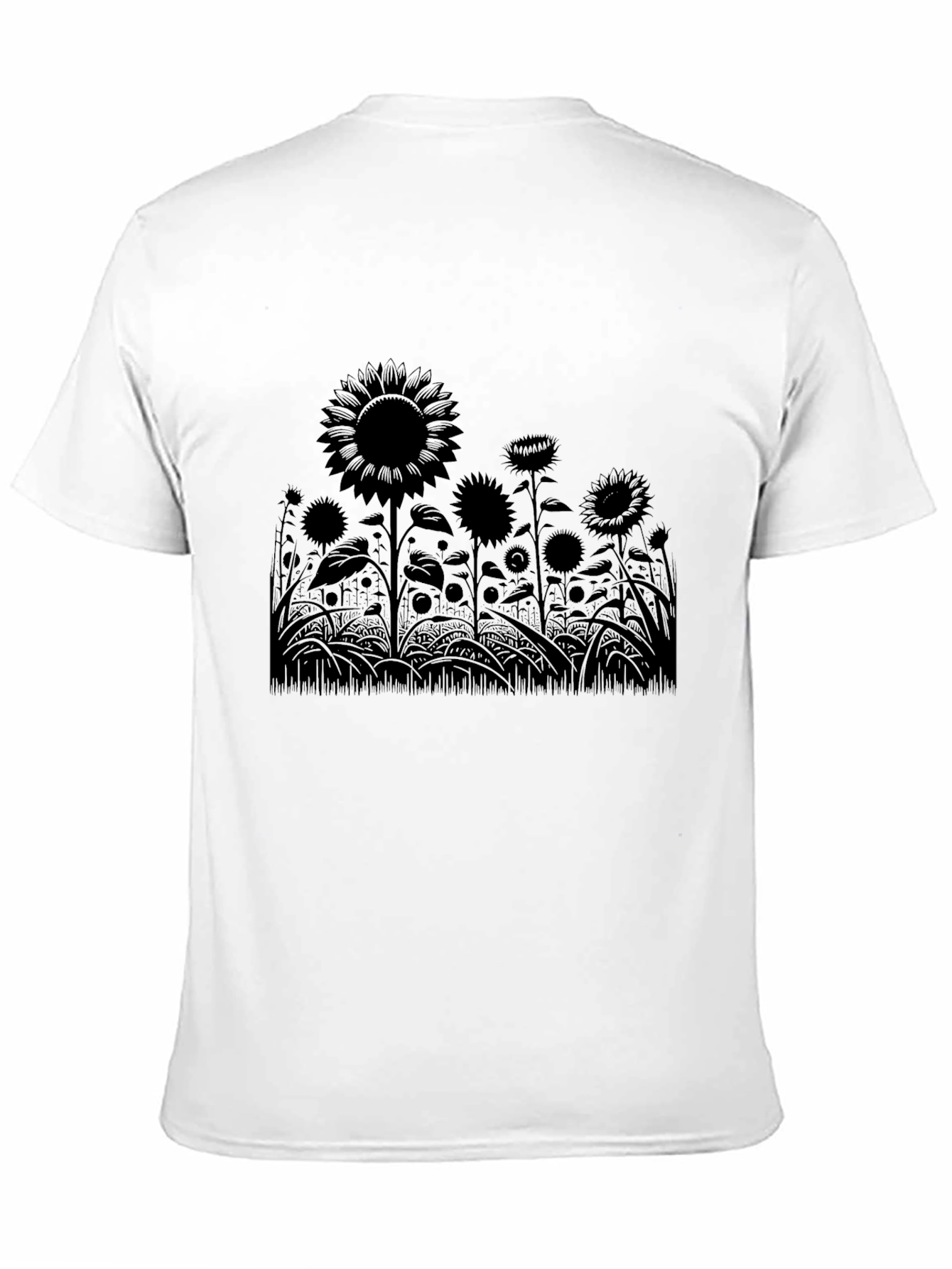 Black Sunflower Silhouette Black T-Shirt view 11