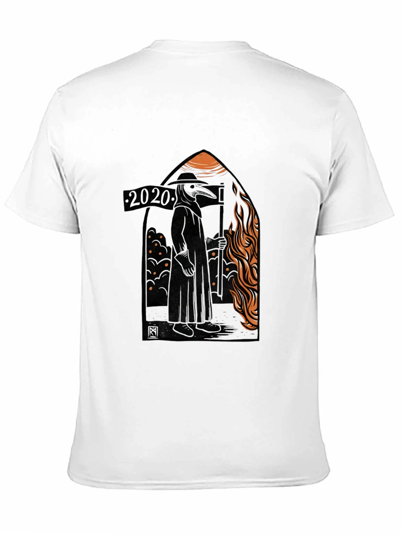 Black 2020 Plague Doctor Graphic Tee - Black Cotton T-Shirt view 11
