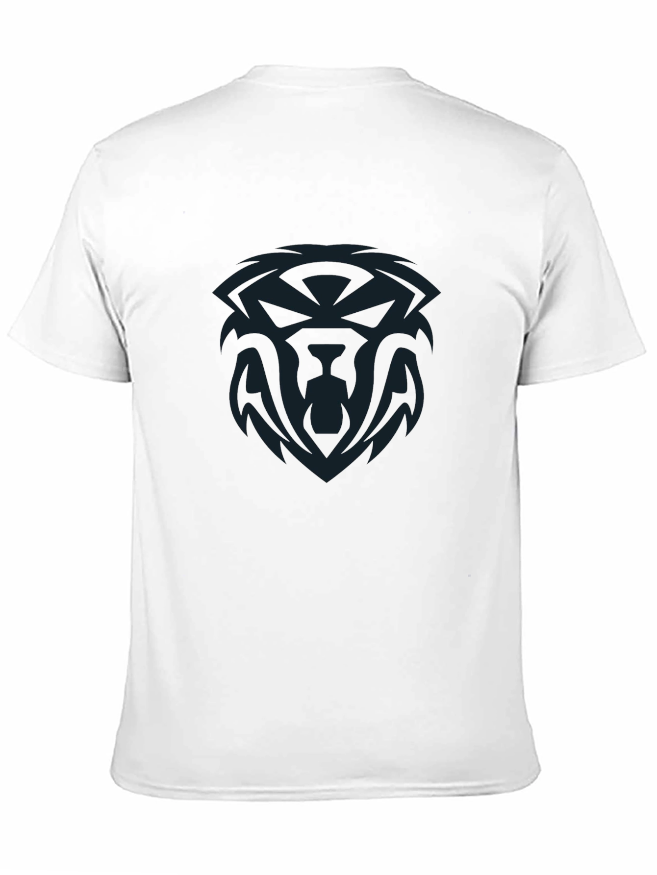 Black Men's Graphic Tee - Bold Tribal Lion Design, Casual Black T-Shirt view 11