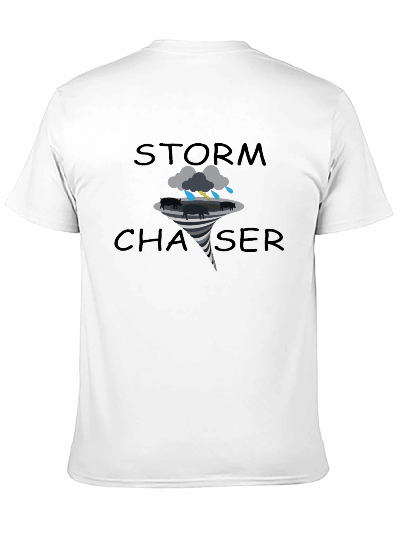 Black Storm Chaser Graphic T-Shirt - Tornado Pig Design view 11