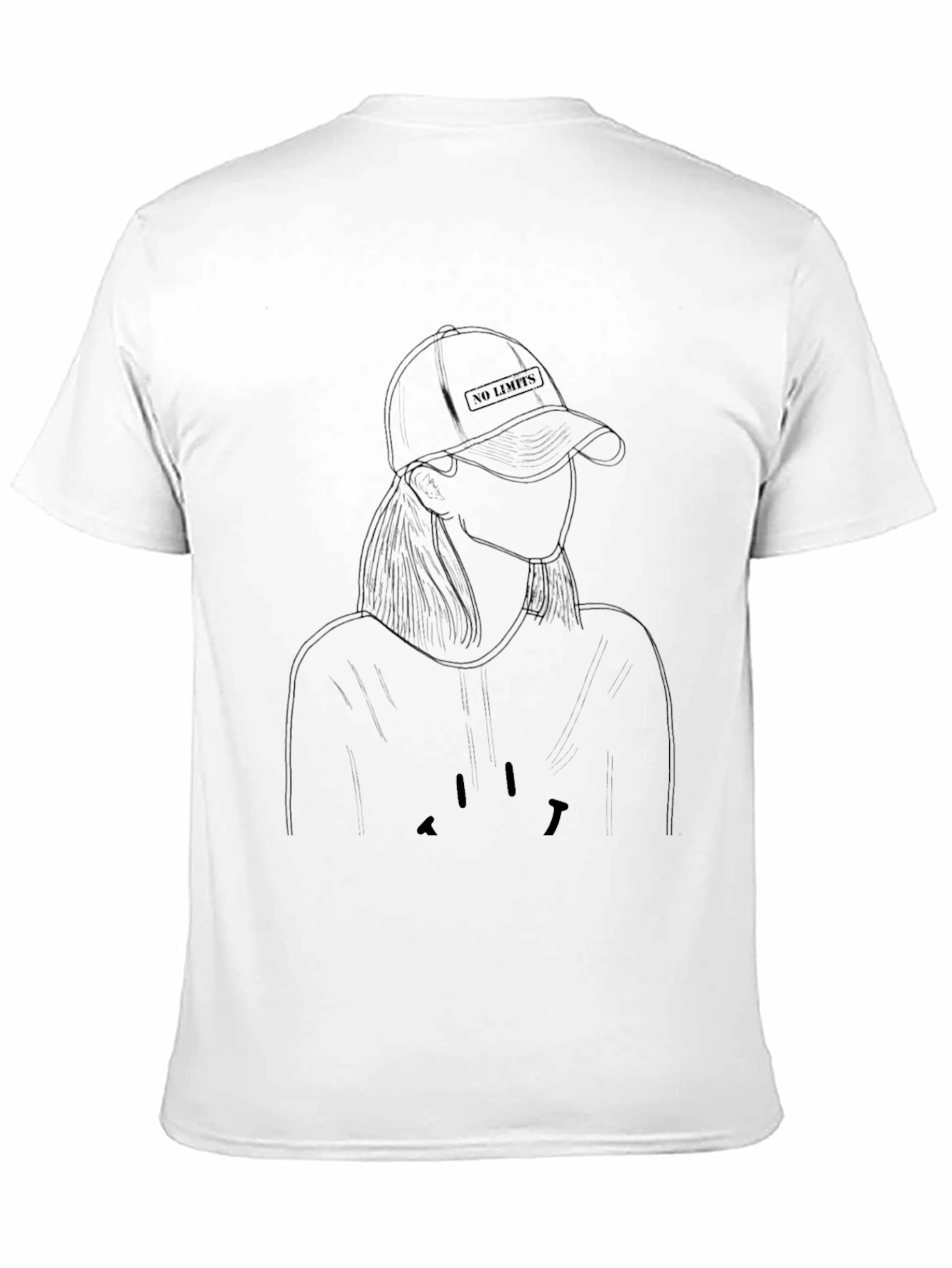 Black Stylish Graphic Print Tee - Minimalist Line Art Design view 11