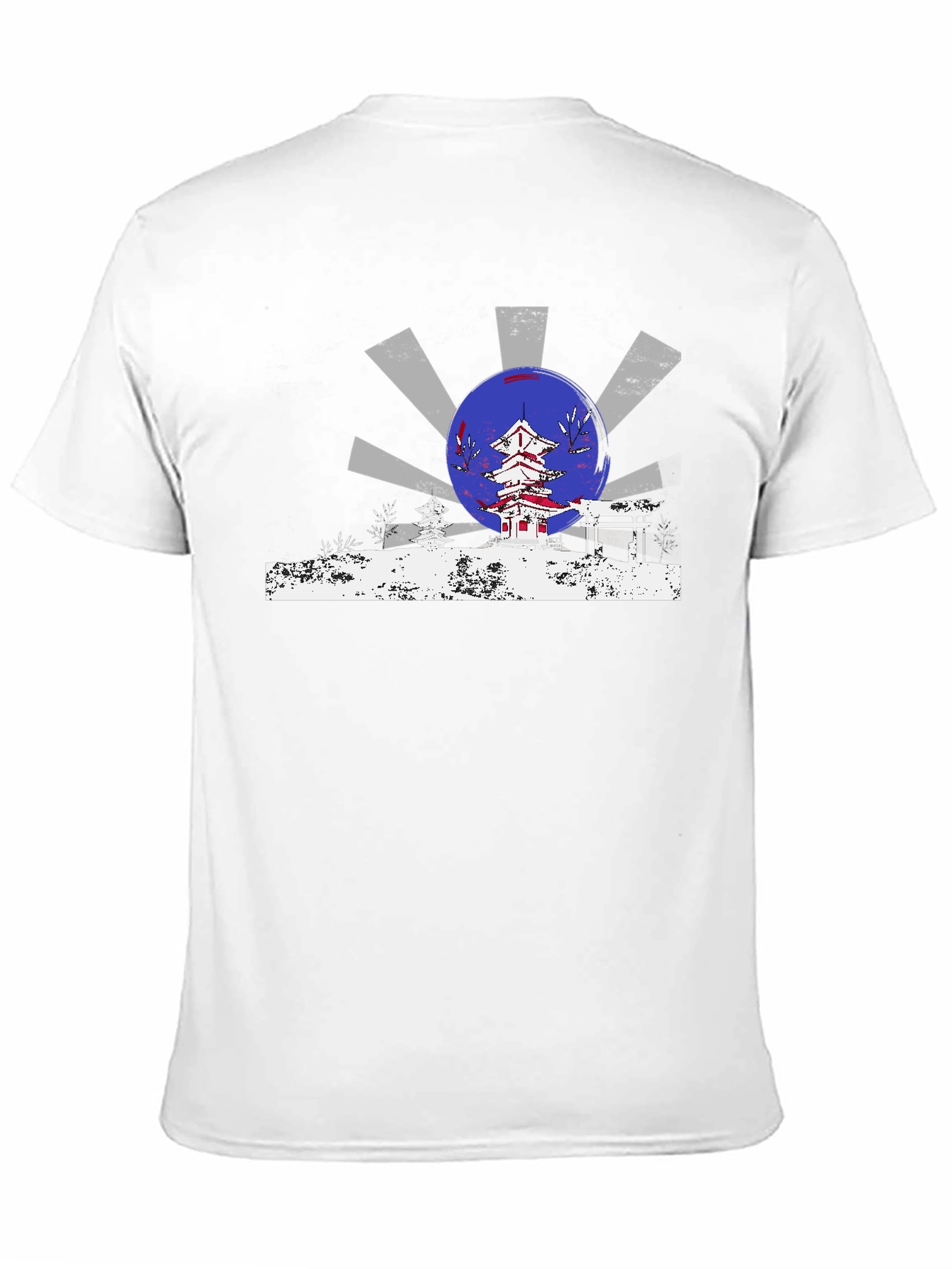 Black Japanese Temple Design T-Shirt view 11