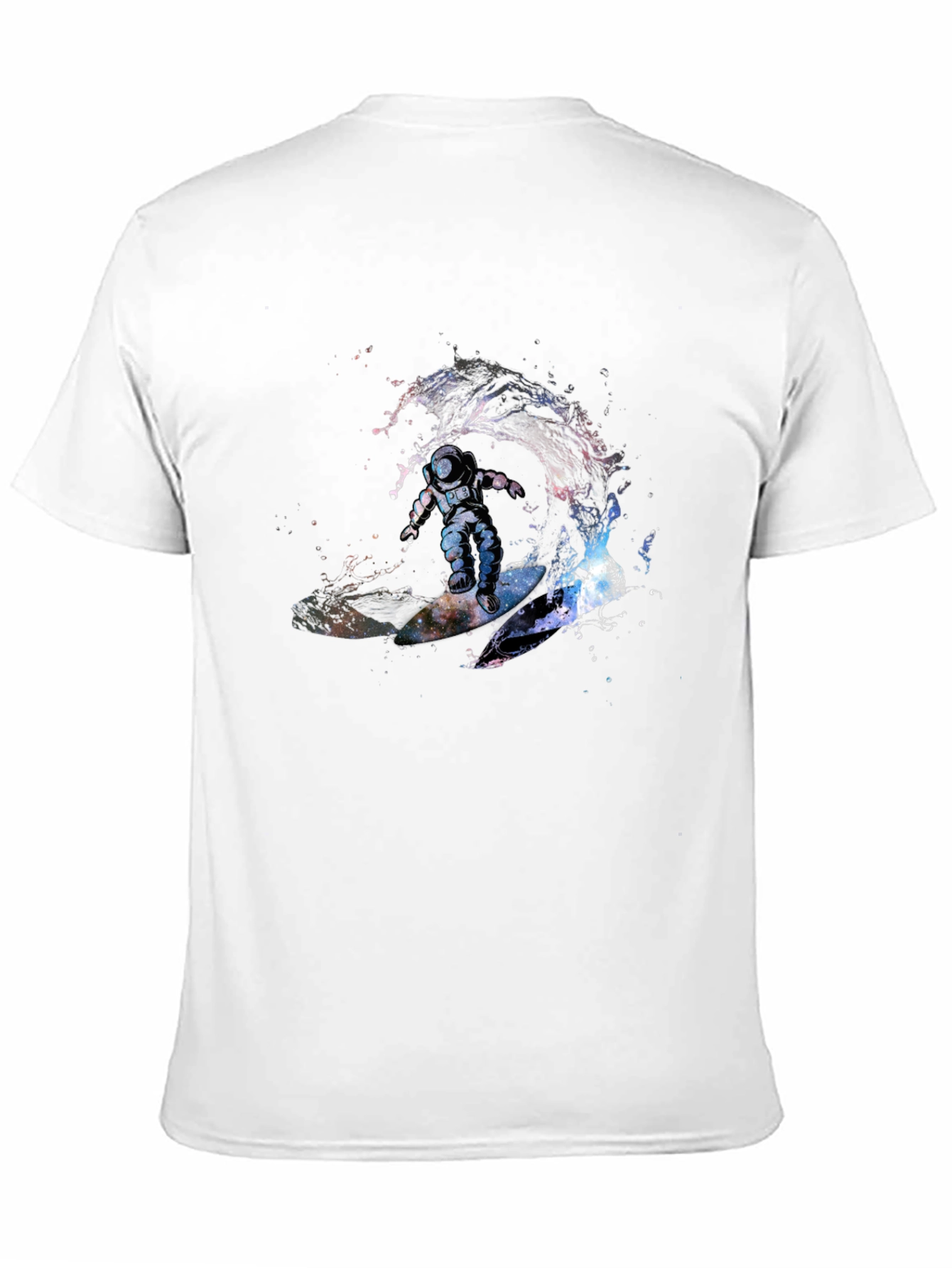 Black Astronaut Surfing Wave T-Shirt - Outer Space Design view 11