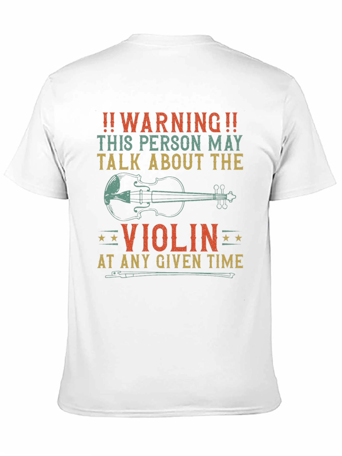 Black Warning Violin T-Shirt - May Talk About Violins! view 11