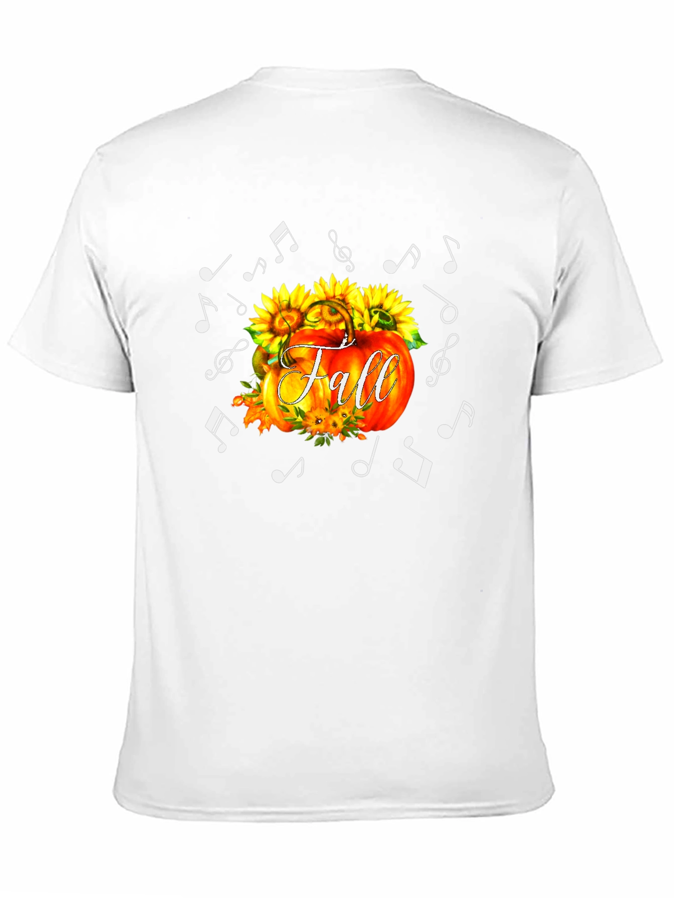 Black Fall Pumpkin Music Notes Black T-Shirt view 11