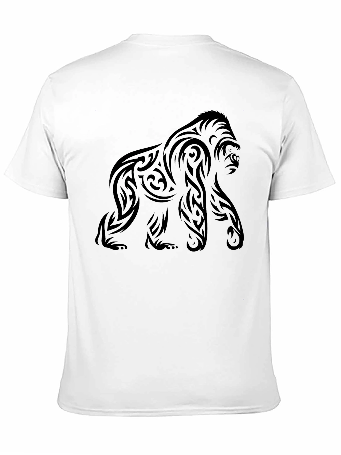 Black Tribal Gorilla Graphic Tee - Cool Black Shirt view 11