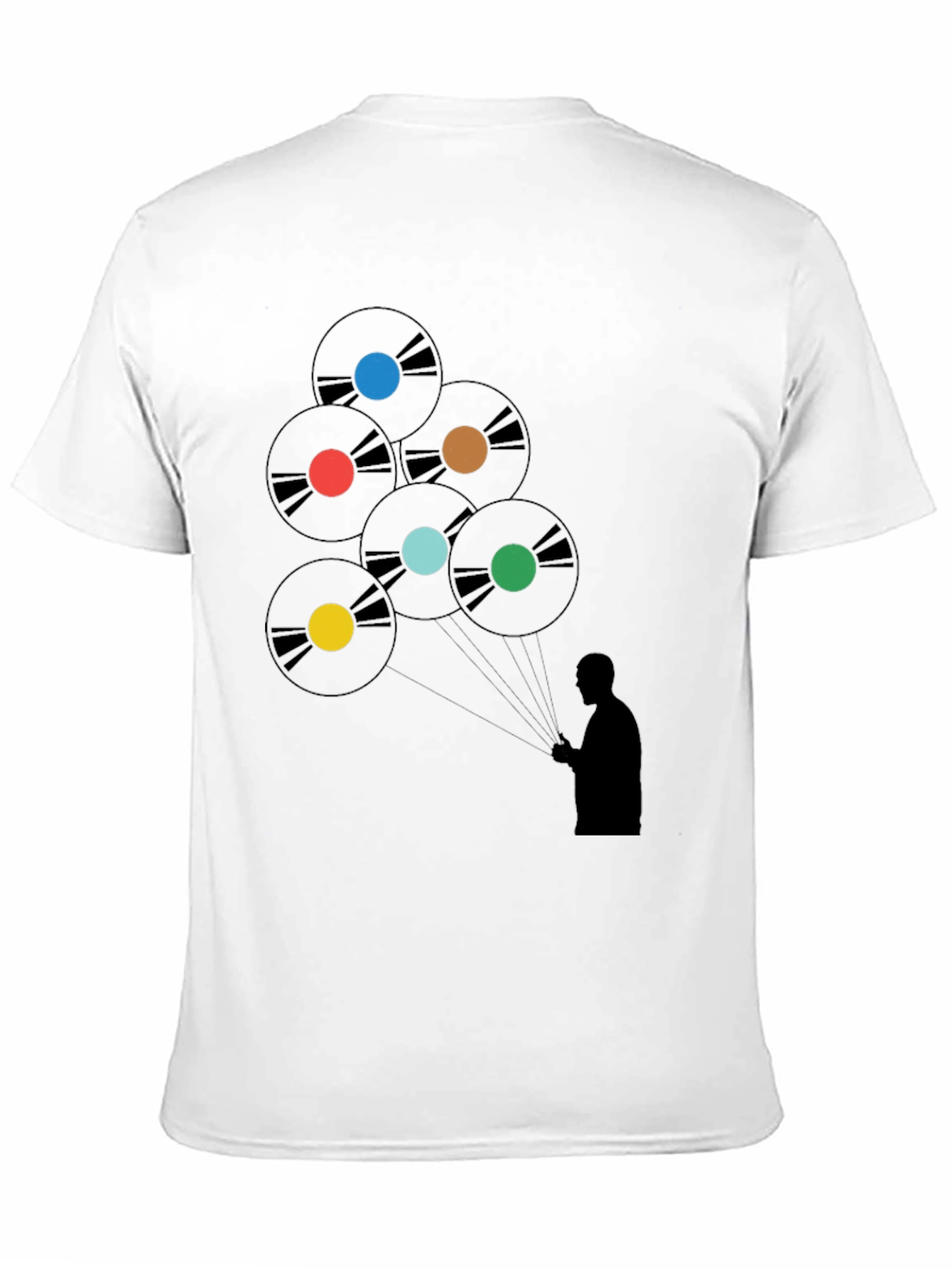 Black Vinyl Record Balloon Graphic Tee - Stylish Music Lover Shirt view 11