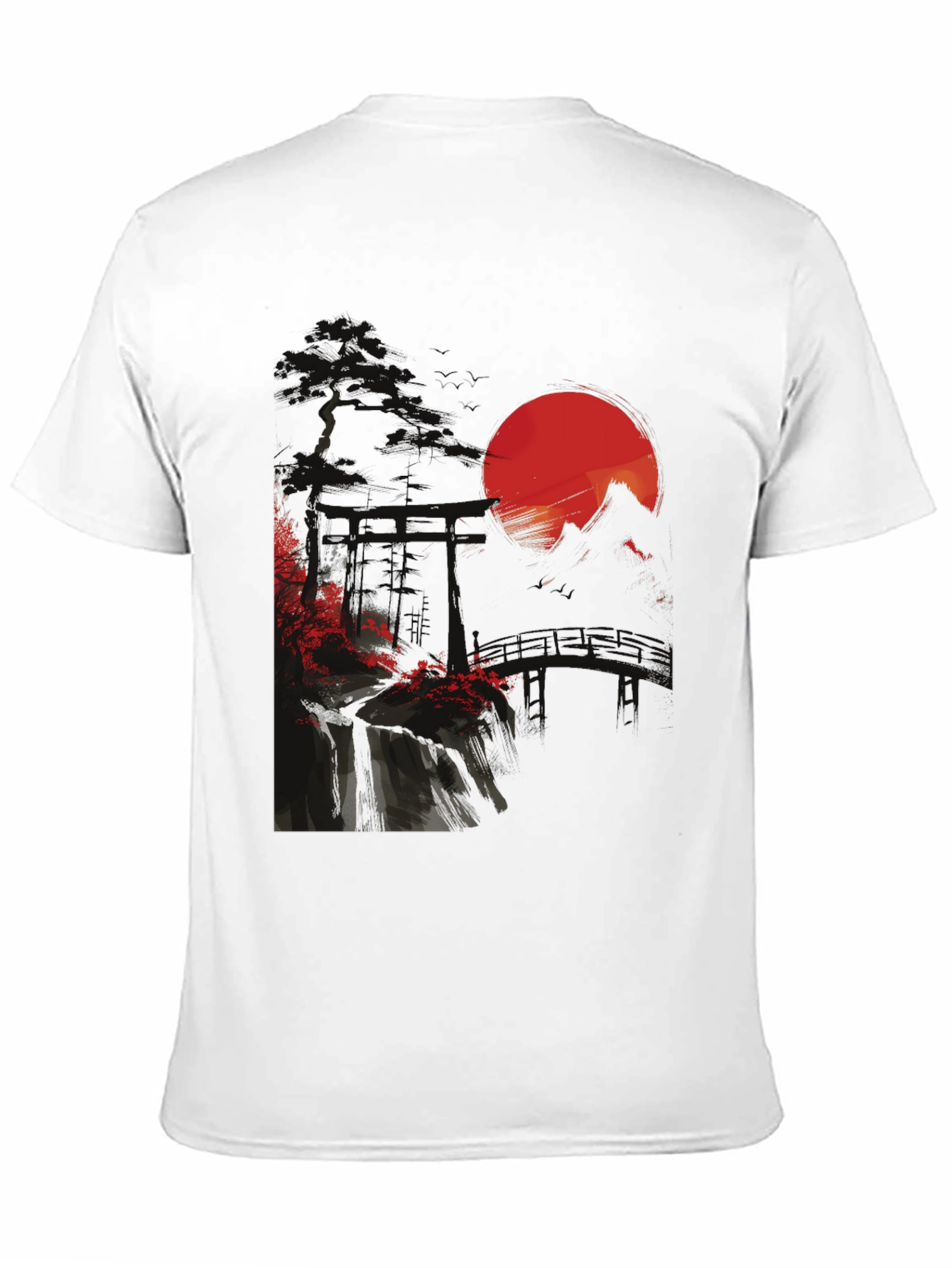 Black Japanese Sunset Graphic Tee view 11