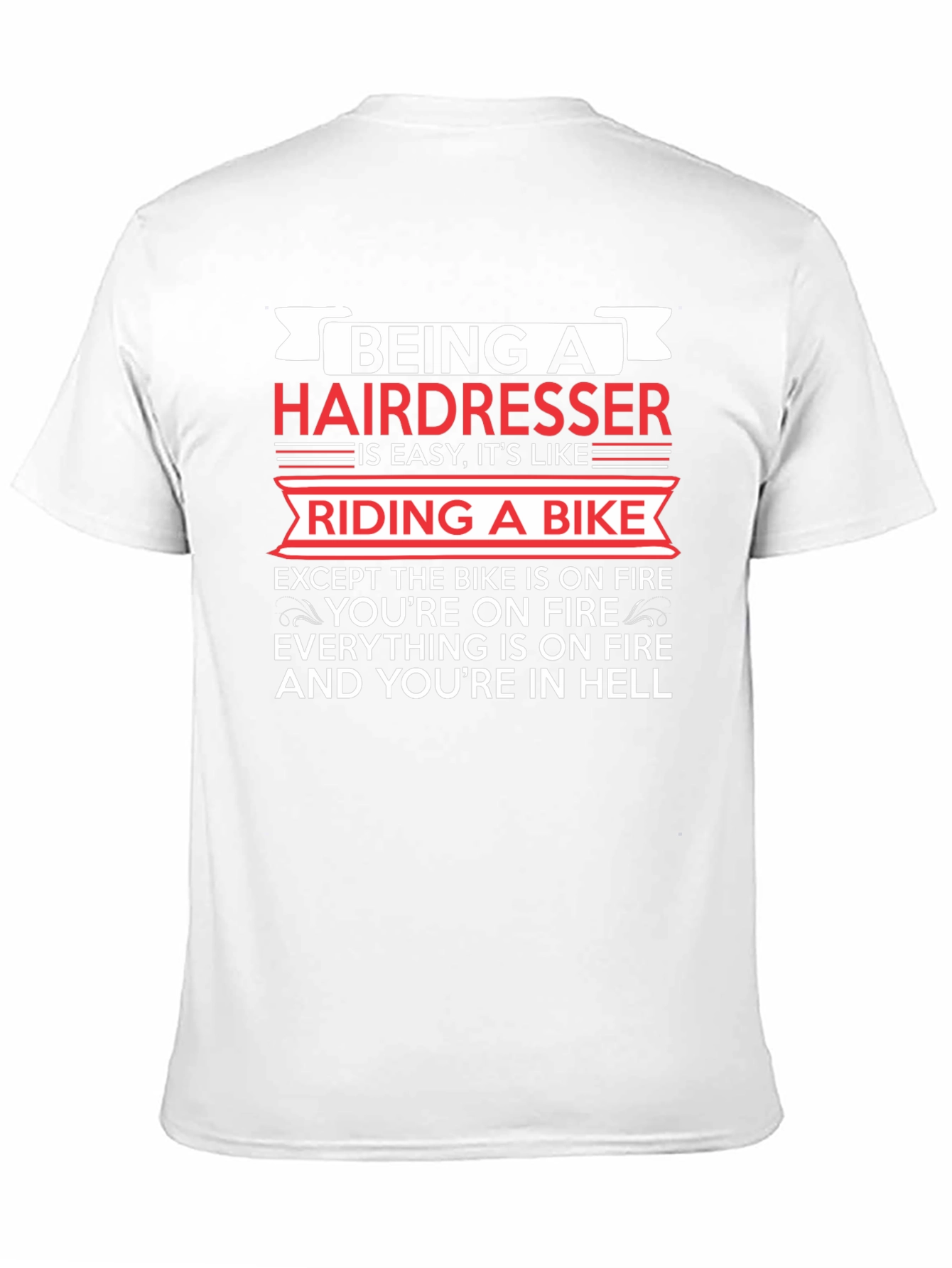 Black Funny Hairdresser T-Shirt: Riding a Bike in Hell! view 11