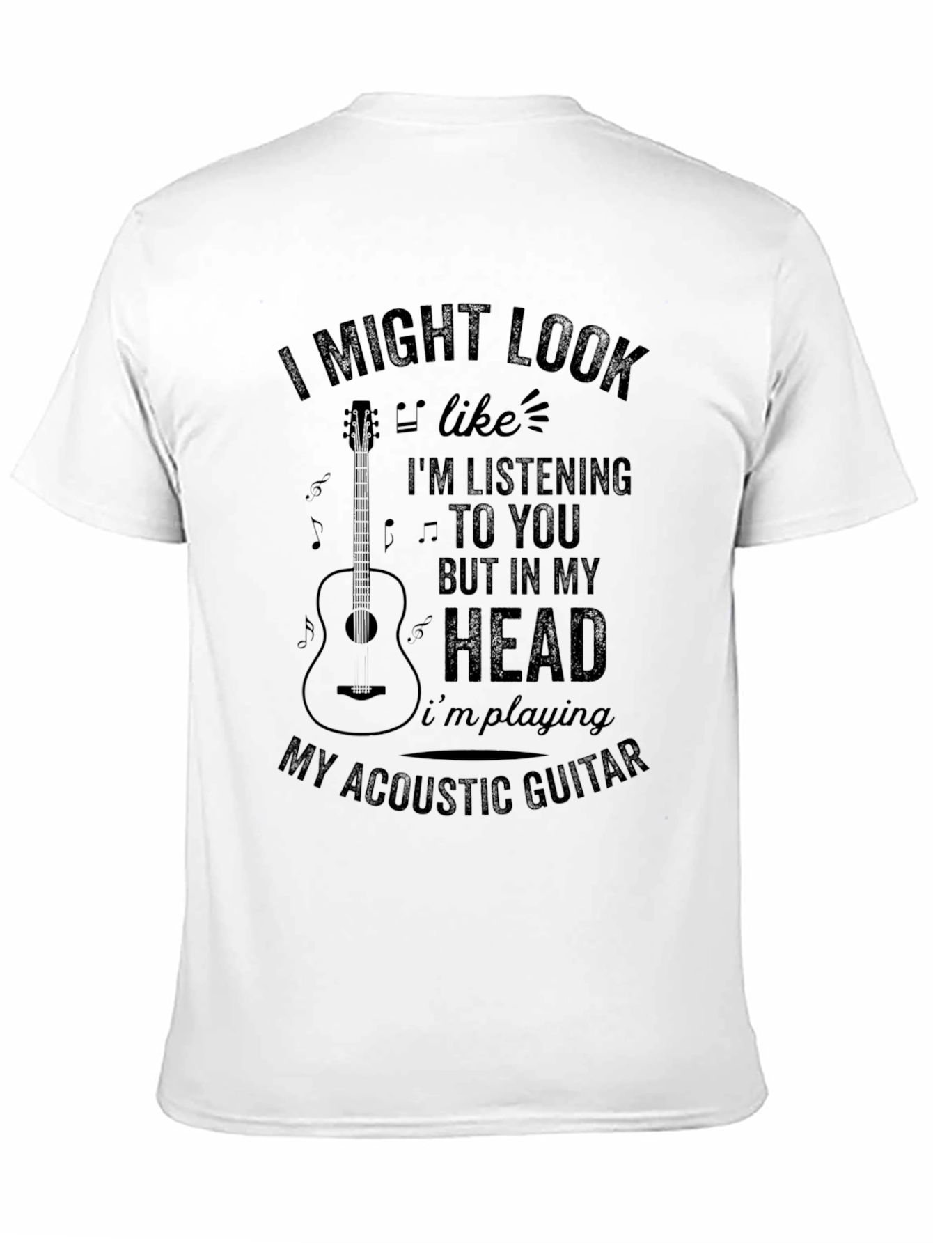 Black Acoustic Guitar T-Shirt - Musician Novelty Tee view 11