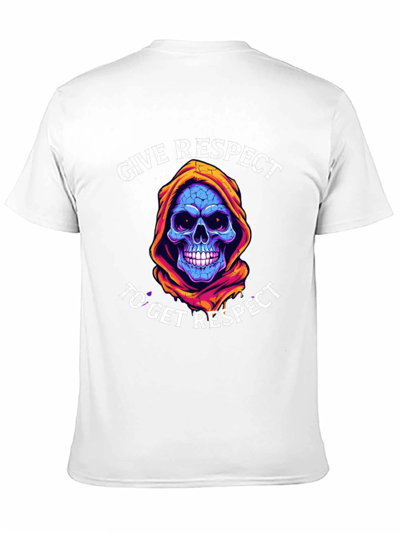 Black Give Respect T-Shirt: Skull Reaper Design view 11