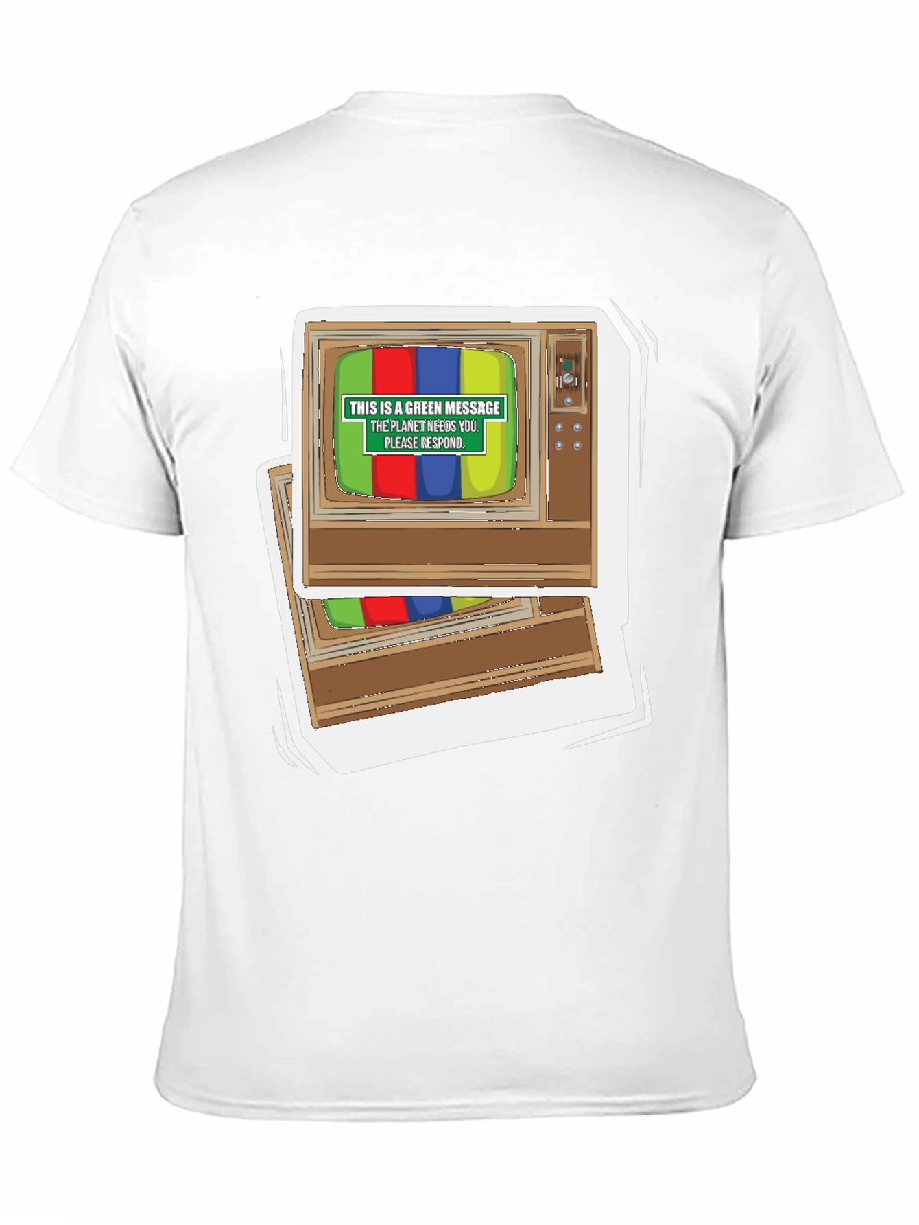 Black Retro TV Green Message Graphic Tee view 11
