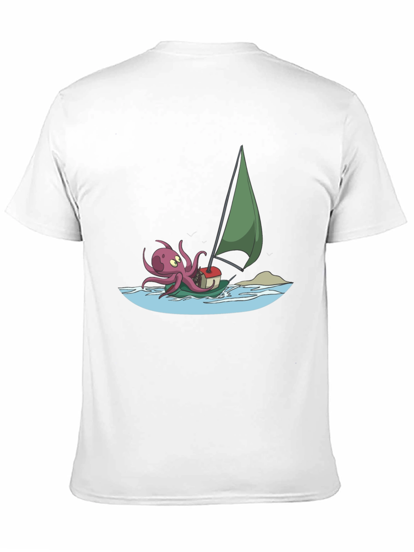 Black Octopus Sailing T-Shirt - Cartoon Design view 11
