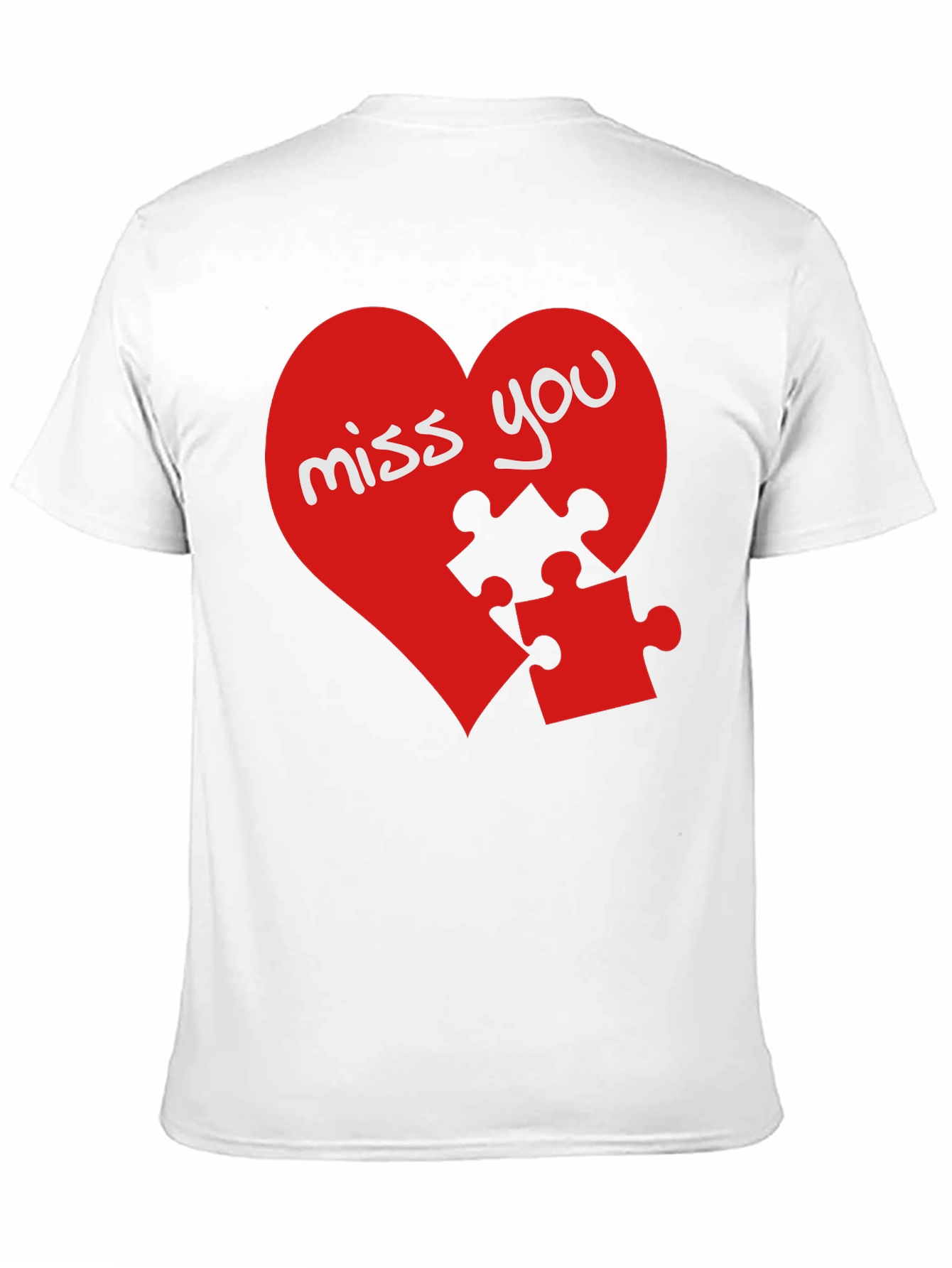 Black Miss You Heart Puzzle Piece Graphic Black T-Shirt view 11