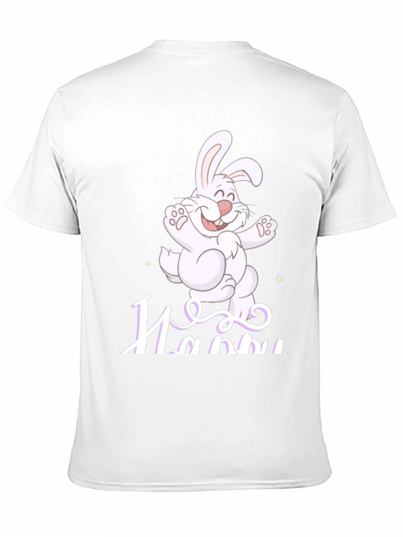 Black Happy Easter Bunny T-Shirt - Cartoon Rabbit Design view 11