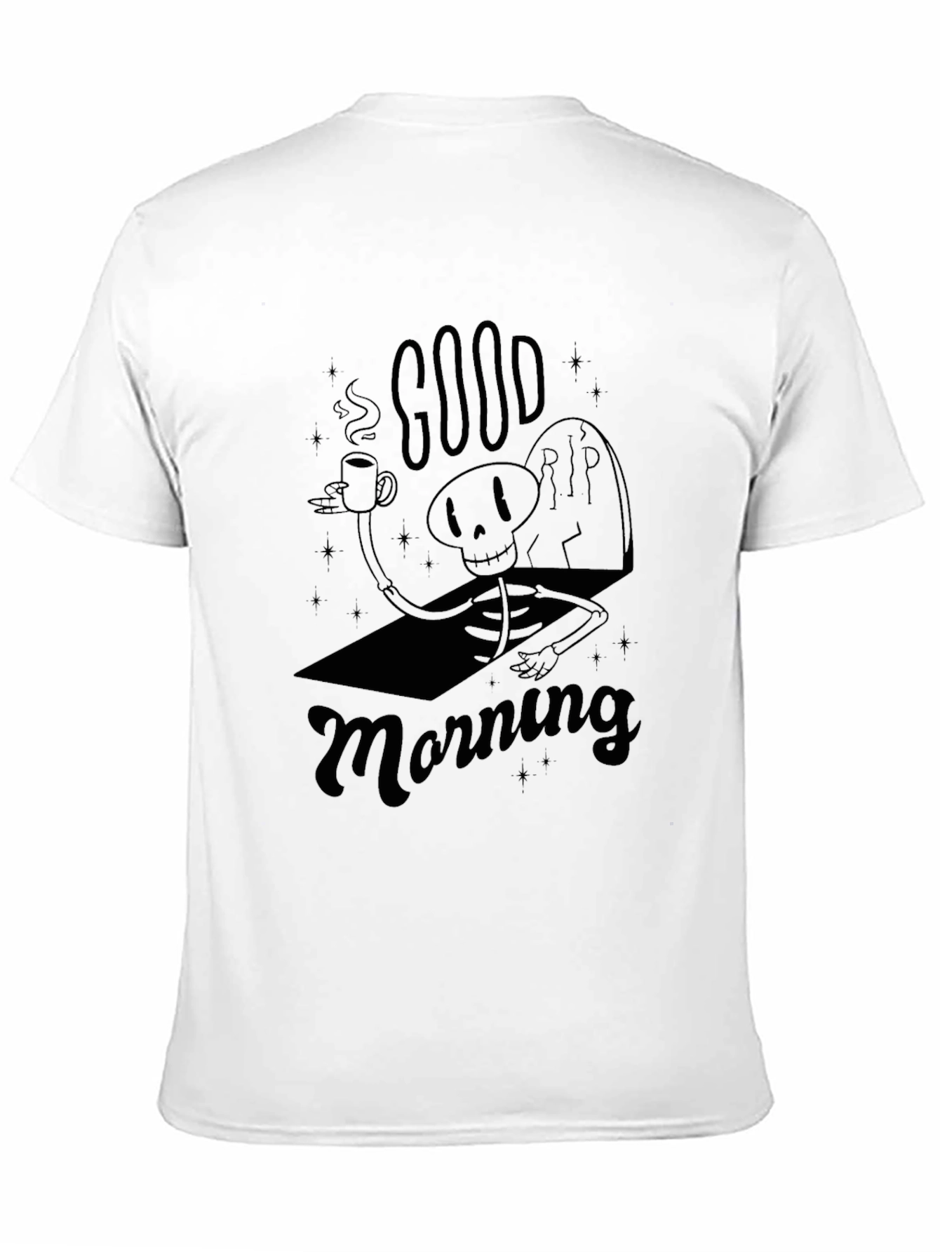 Black Good Morning Skeleton Graphic Tee view 11