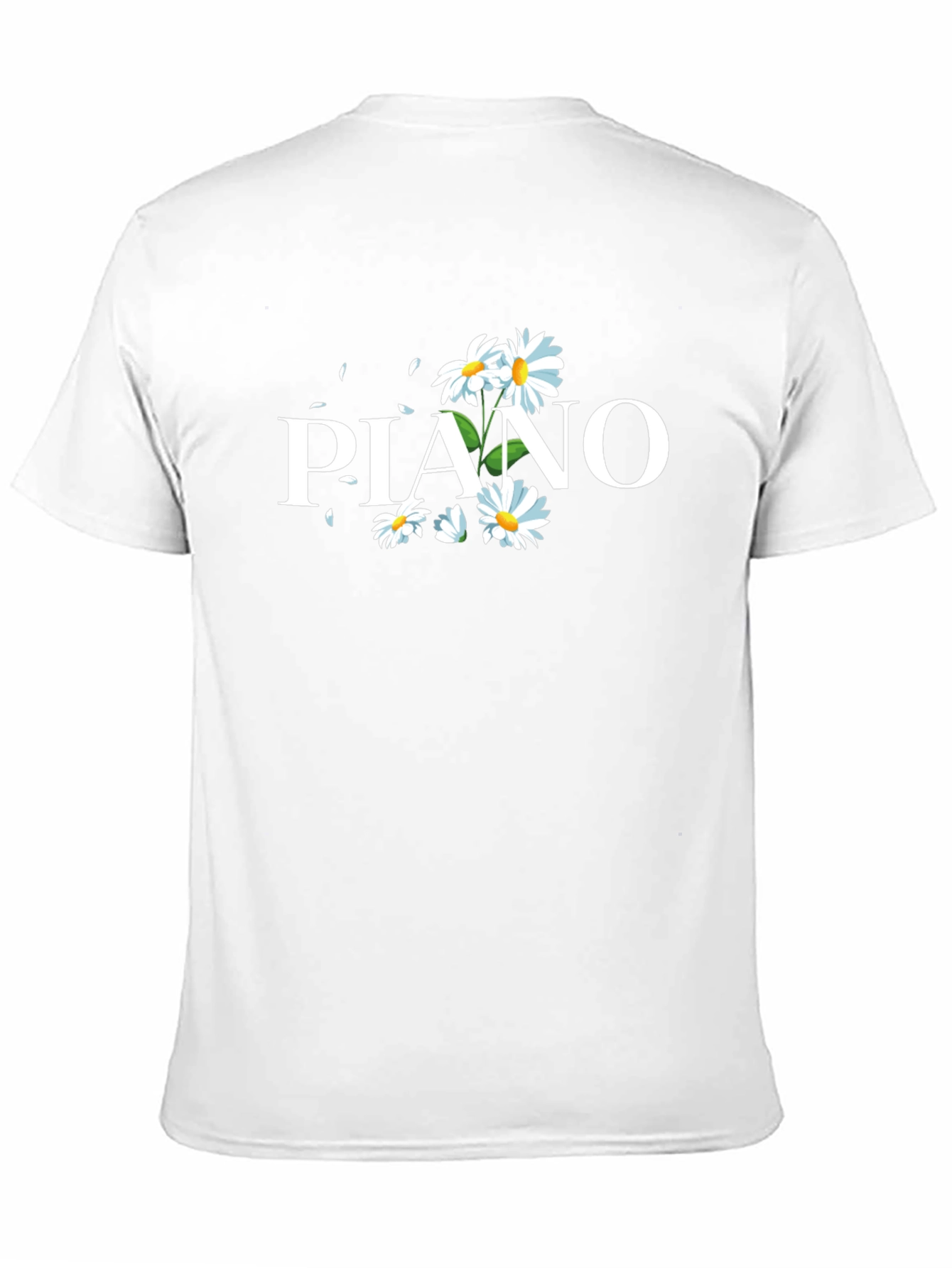 Black Floral Piano T-Shirt - Black Cotton Tee view 11