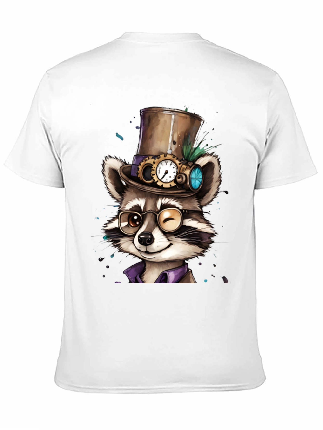 Black Steampunk Raccoon Graphic Tee view 11