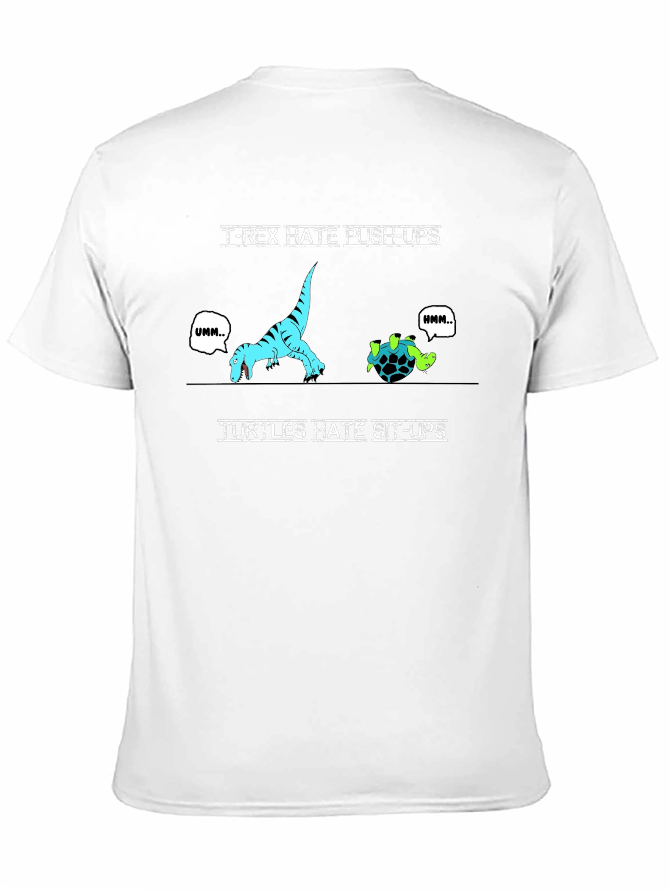 Black Funny Workout T-Shirt - T-Rex Push-Ups & Turtle Sit-Ups view 11