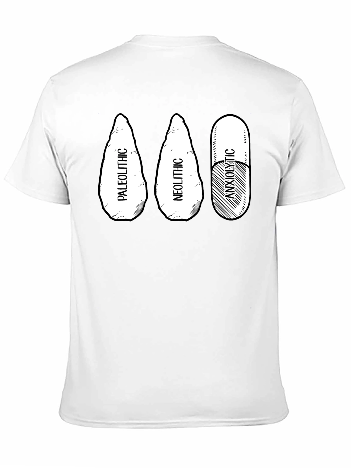 Black Paleolithic Neolithic Anxiolytic Black T-Shirt view 11