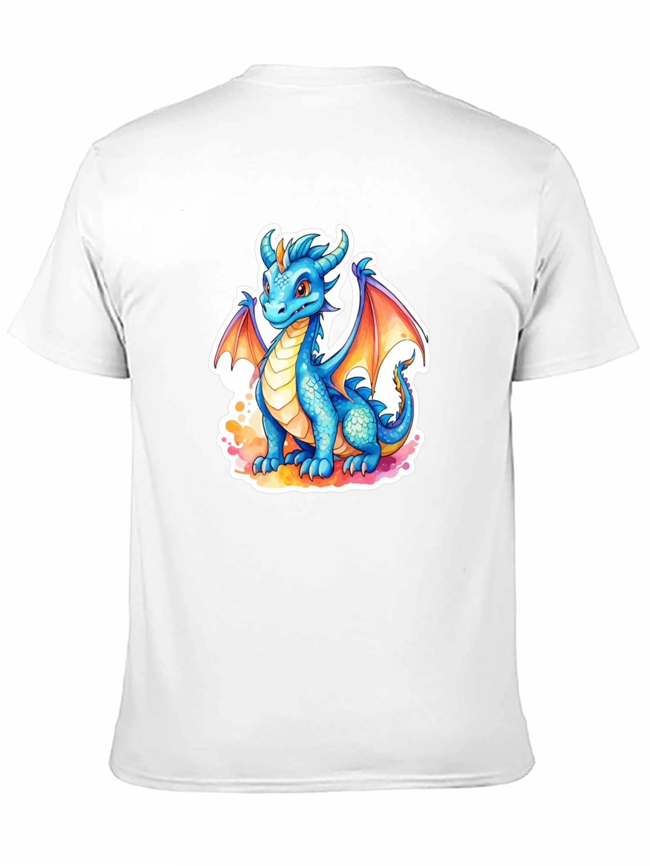 Black Cute Blue Dragon Graphic Tee - Fantasy T-Shirt view 11
