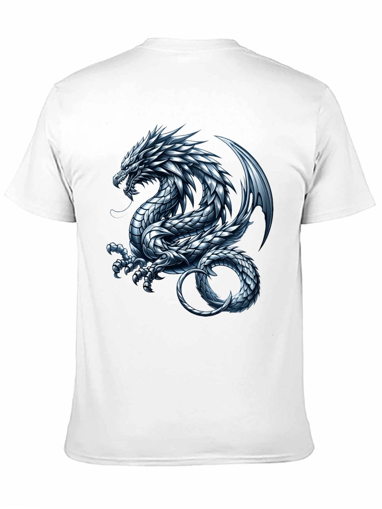 Black Black T-Shirt with Silver Dragon Graphic view 11