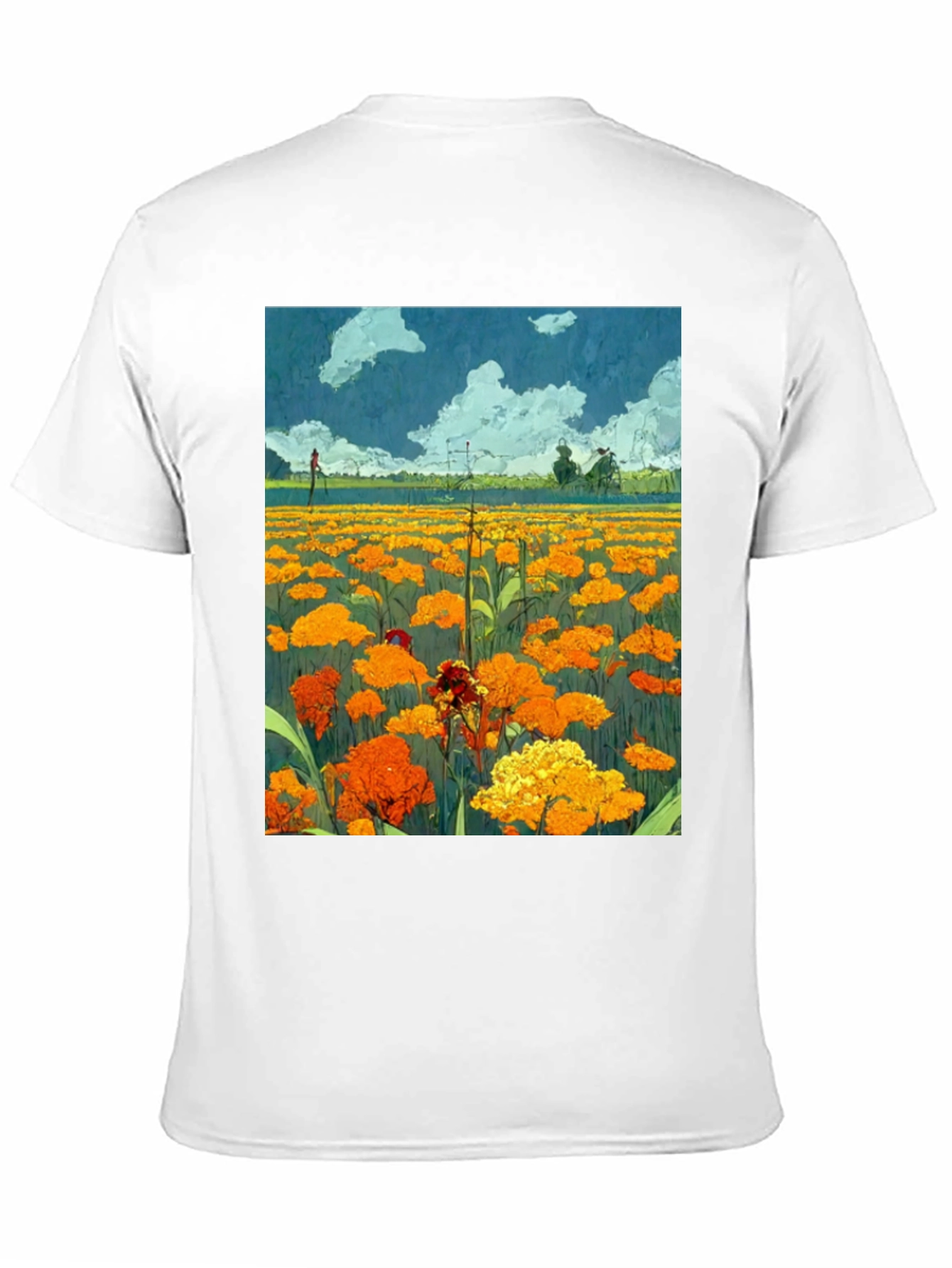 Black Floral Field Print Black T-Shirt view 11