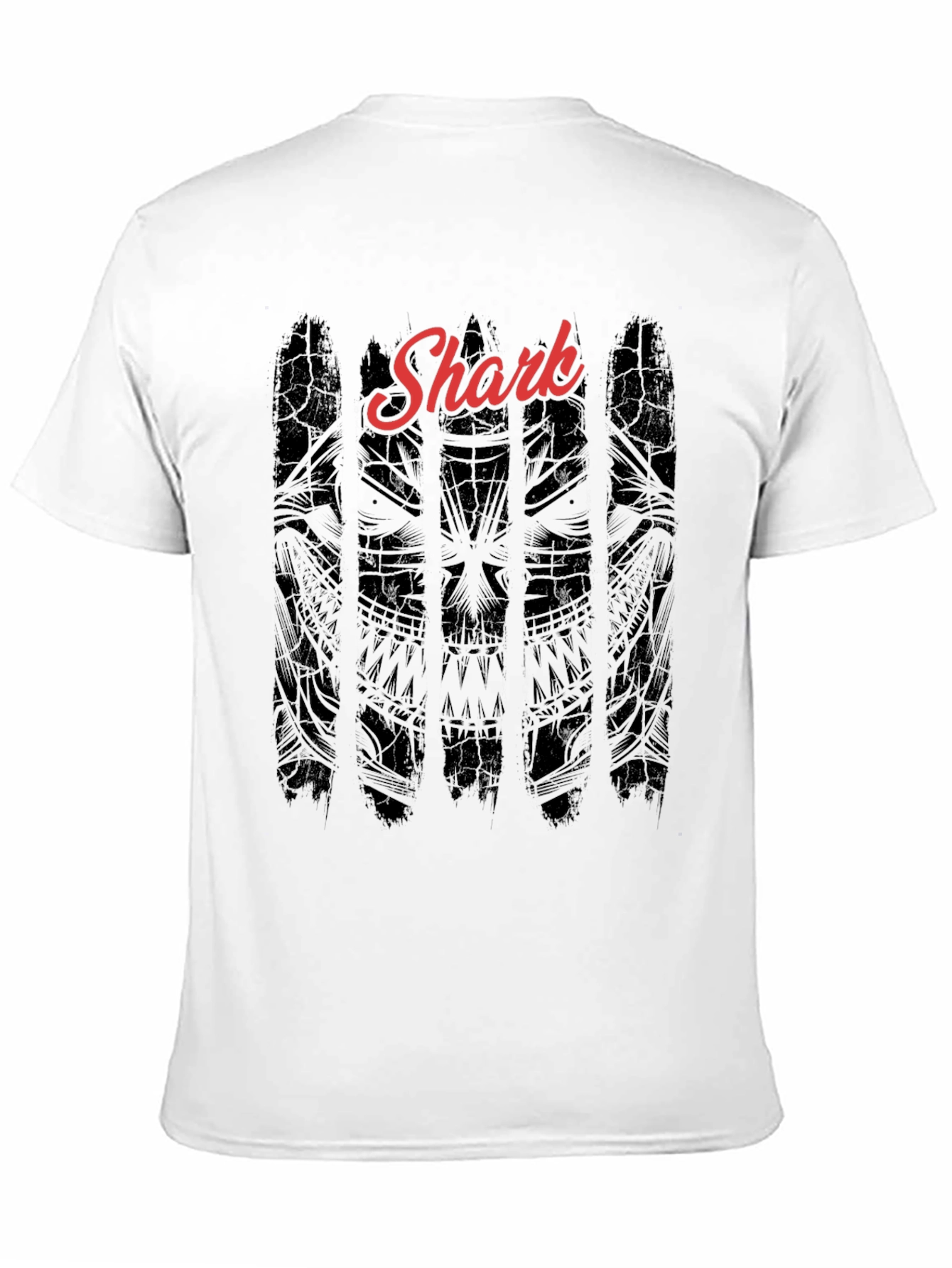 Black Shark Graphic Print Men's T-Shirt - Black Crew Neck Tee view 11