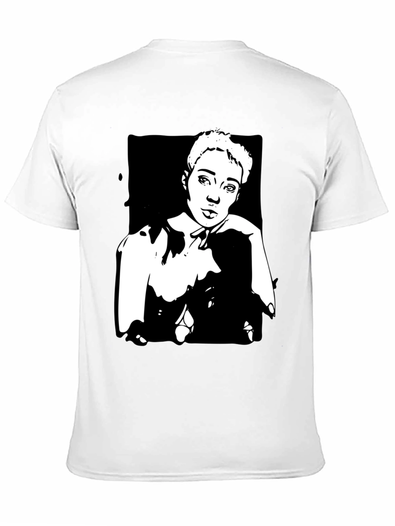 Black Black T-Shirt with Unique Portrait Graphic view 11