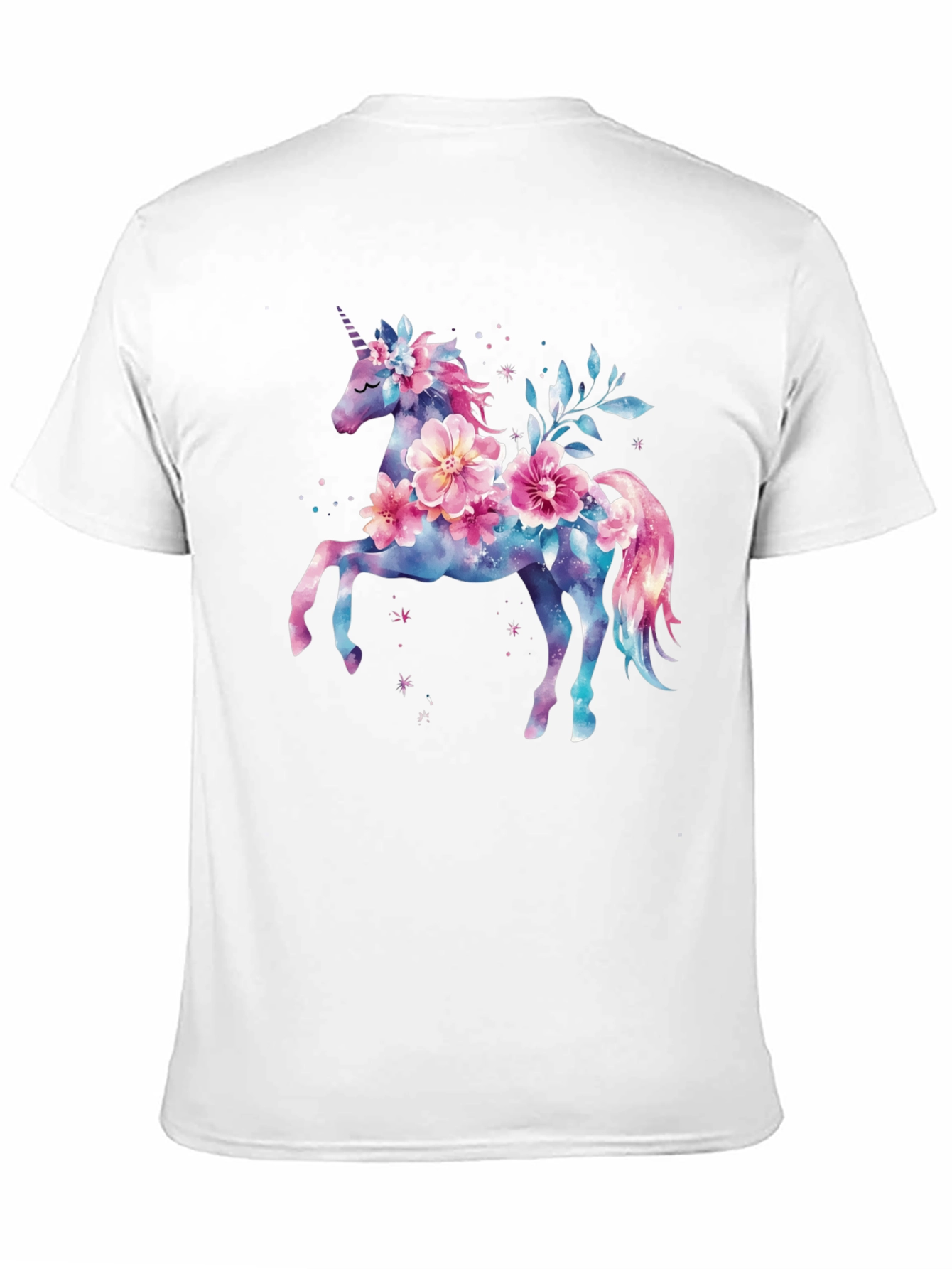 Floral Unicorn Graphic Tee - Black Cotton Blend Shirt - 11
