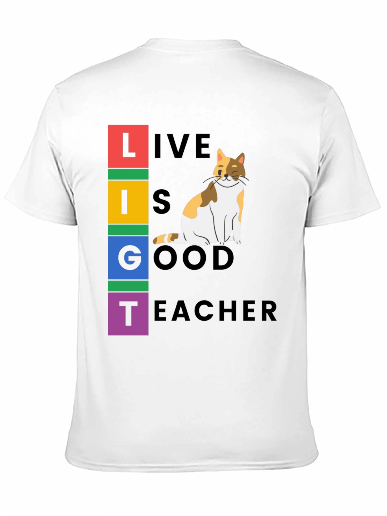Black Live Is Good Cat Teacher Graphic Tee view 11