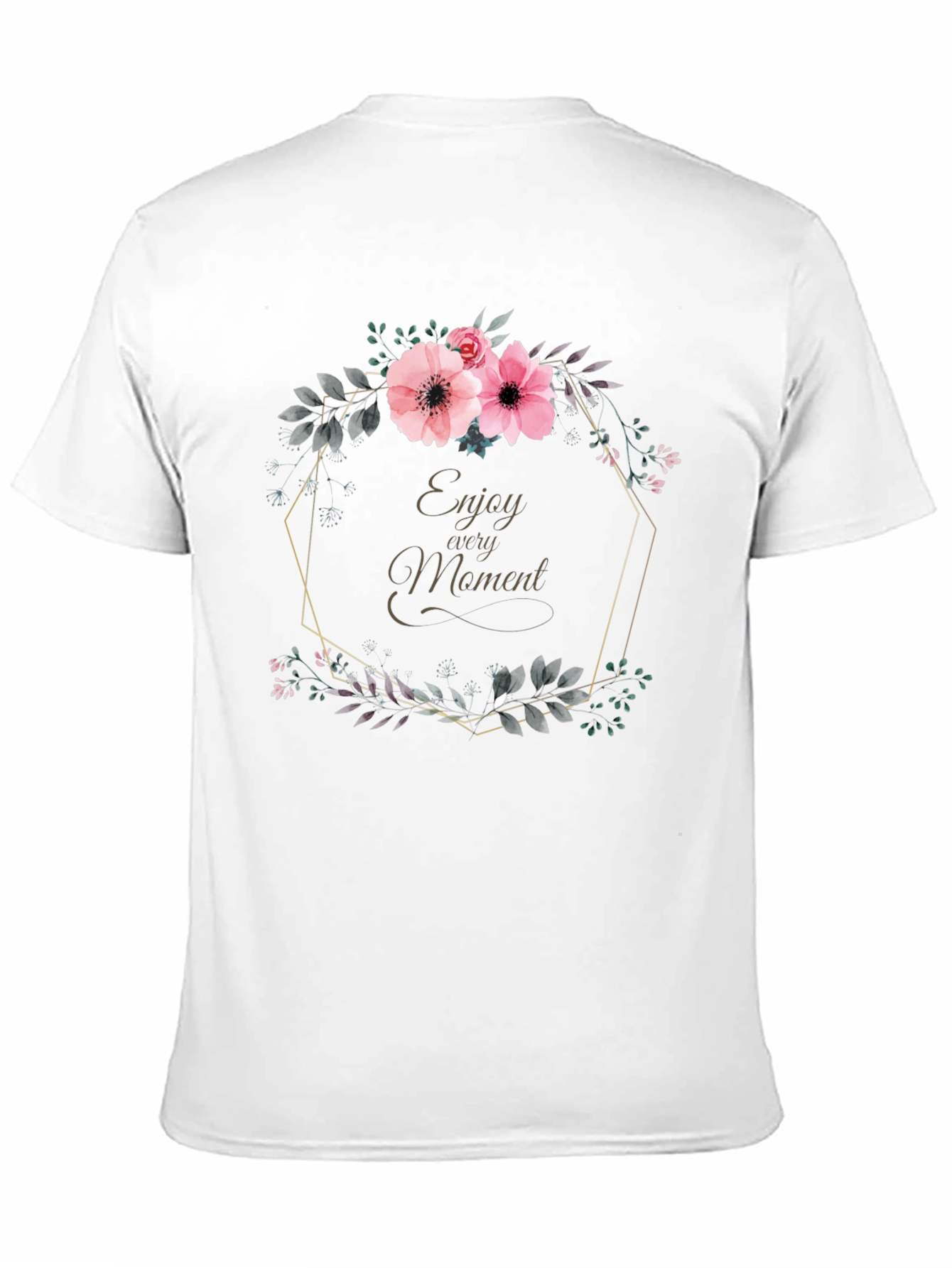 Black Floral Wreath Enjoy Every Moment Black T-Shirt view 11