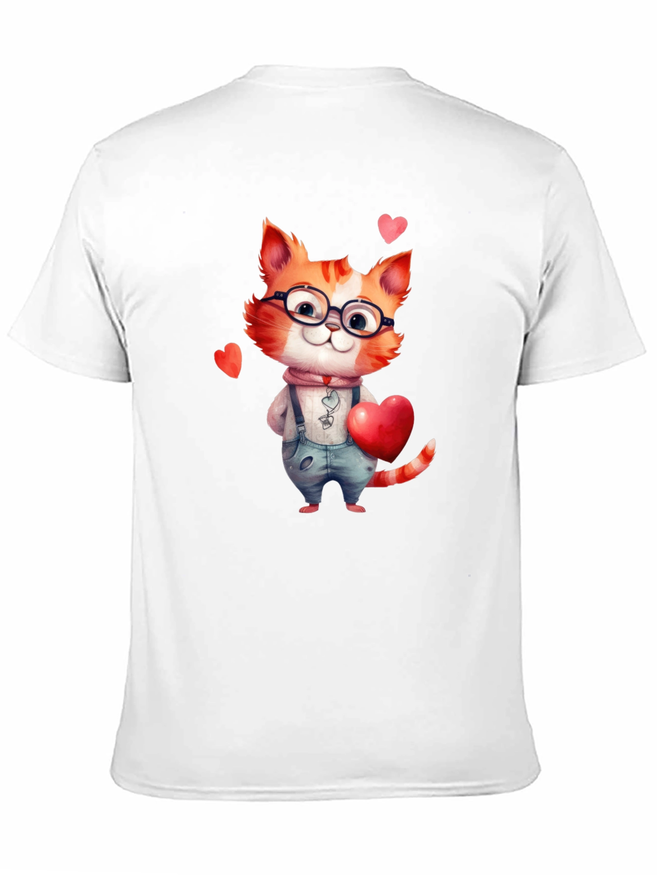 Black Cute Valentine Cat Graphic T-Shirt view 11
