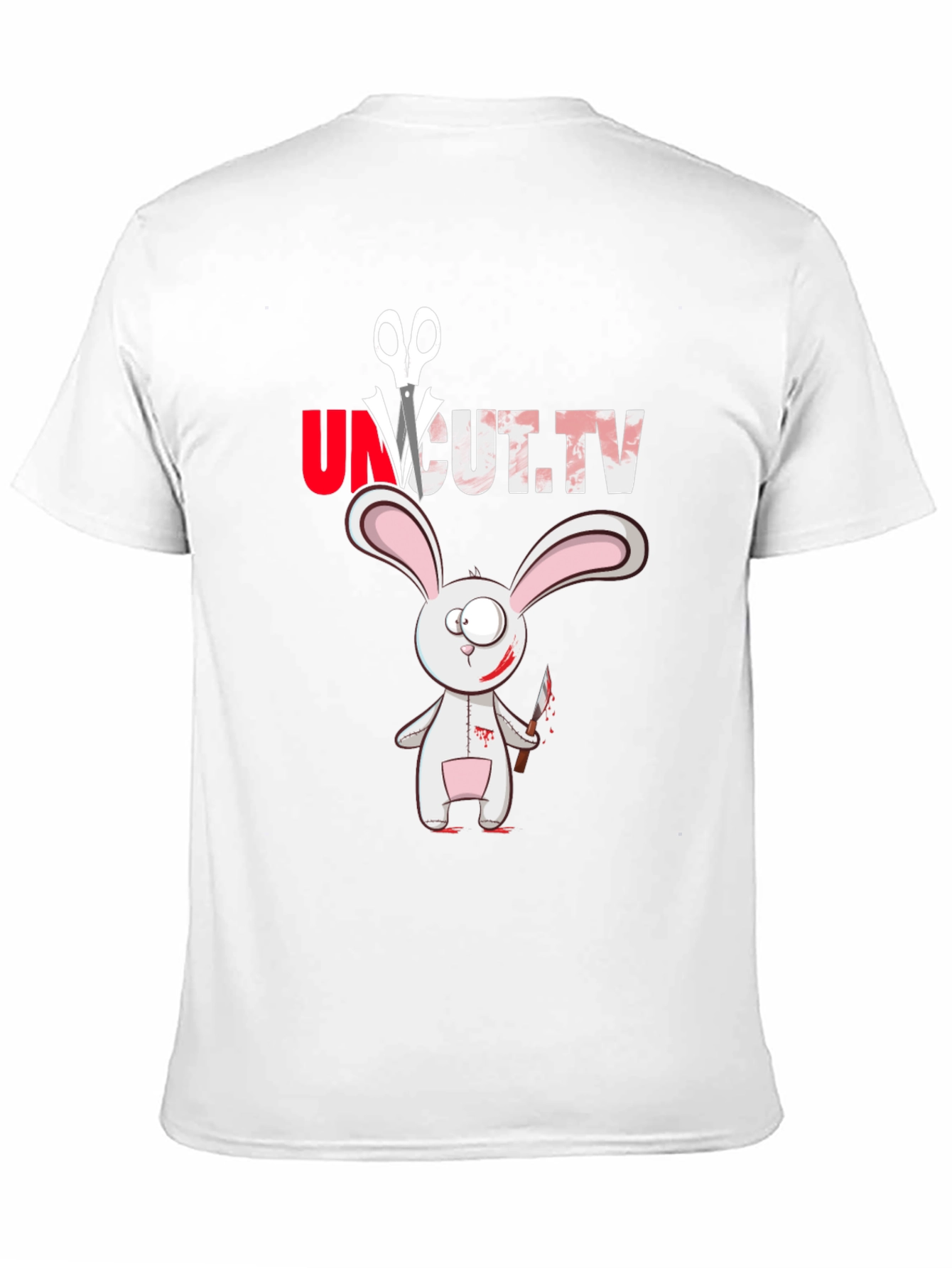 Black Uncut.tv Scary Rabbit T-Shirt view 11