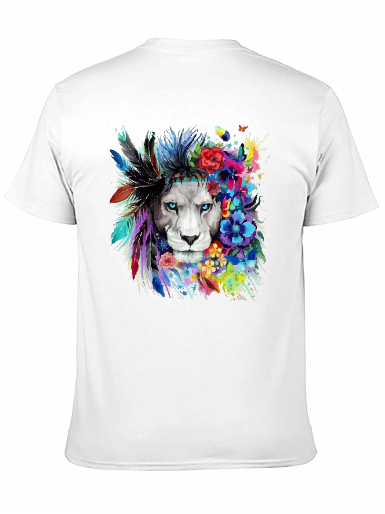Black Lion Headdress Black T-Shirt - Unique Graphic Tee view 11