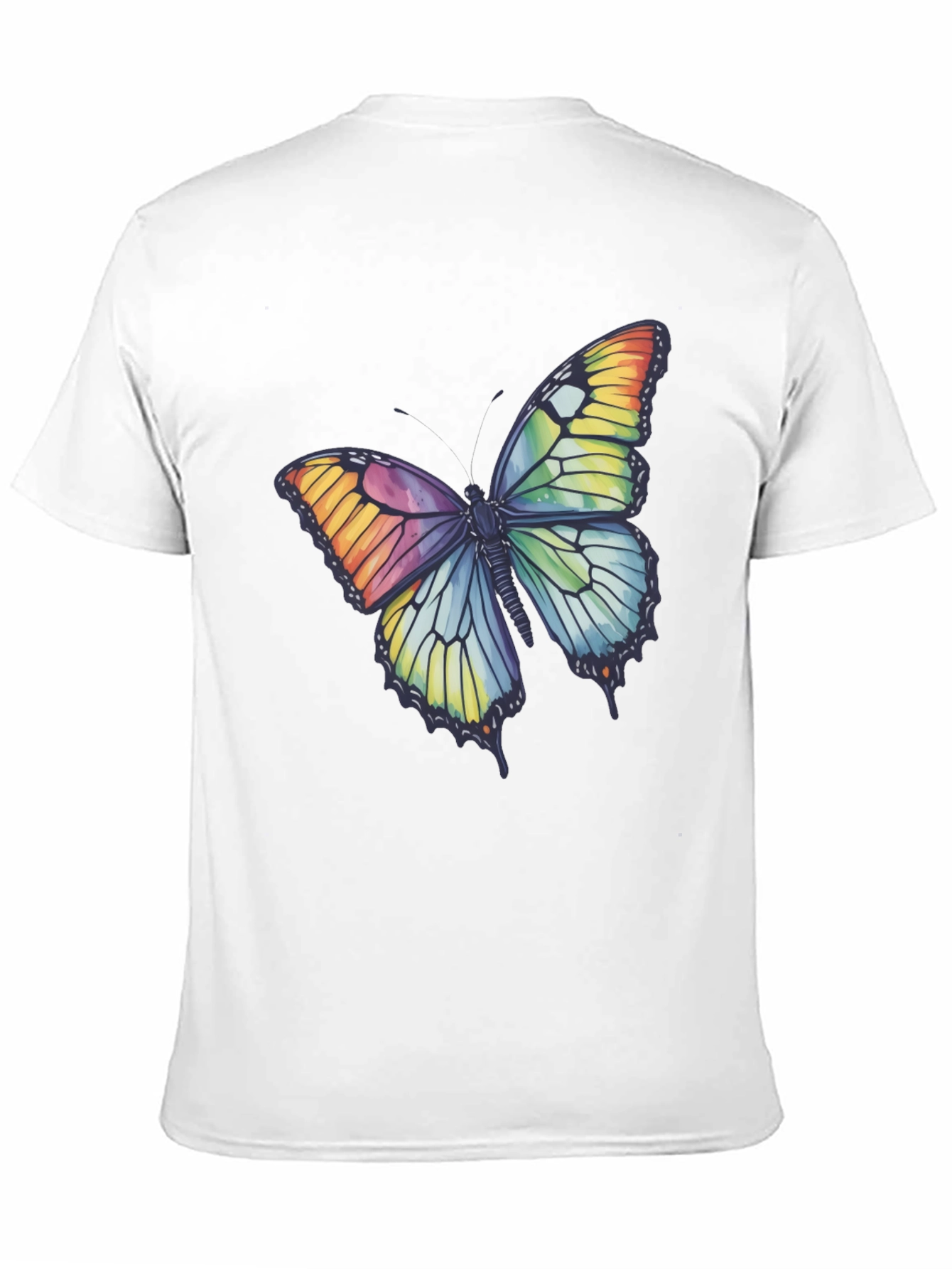 Black Butterfly Graphic Tee - Rainbow Wings T-Shirt view 11