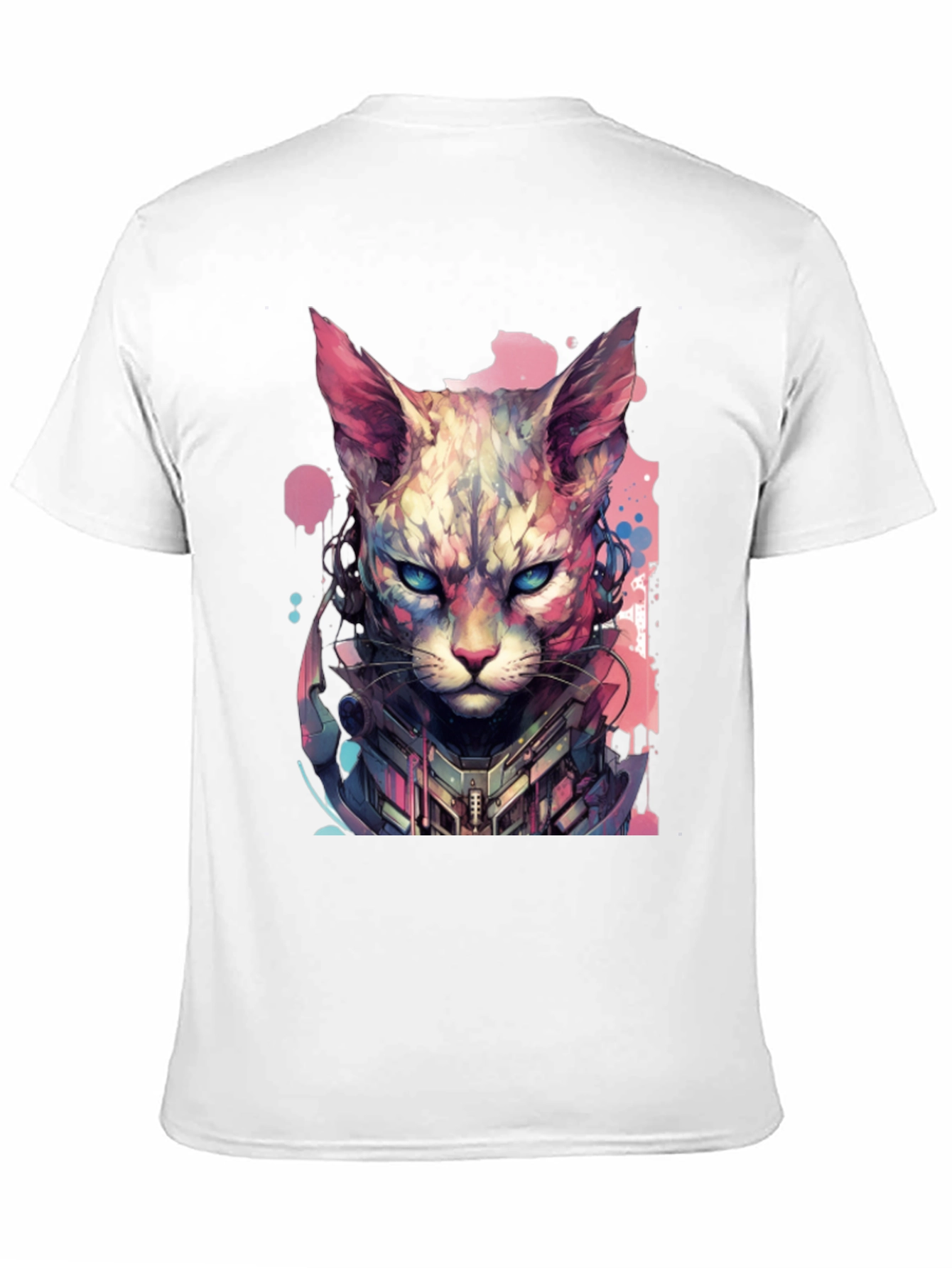 Black Cyberpunk Cat T-Shirt - Unique Graphic Tee view 11