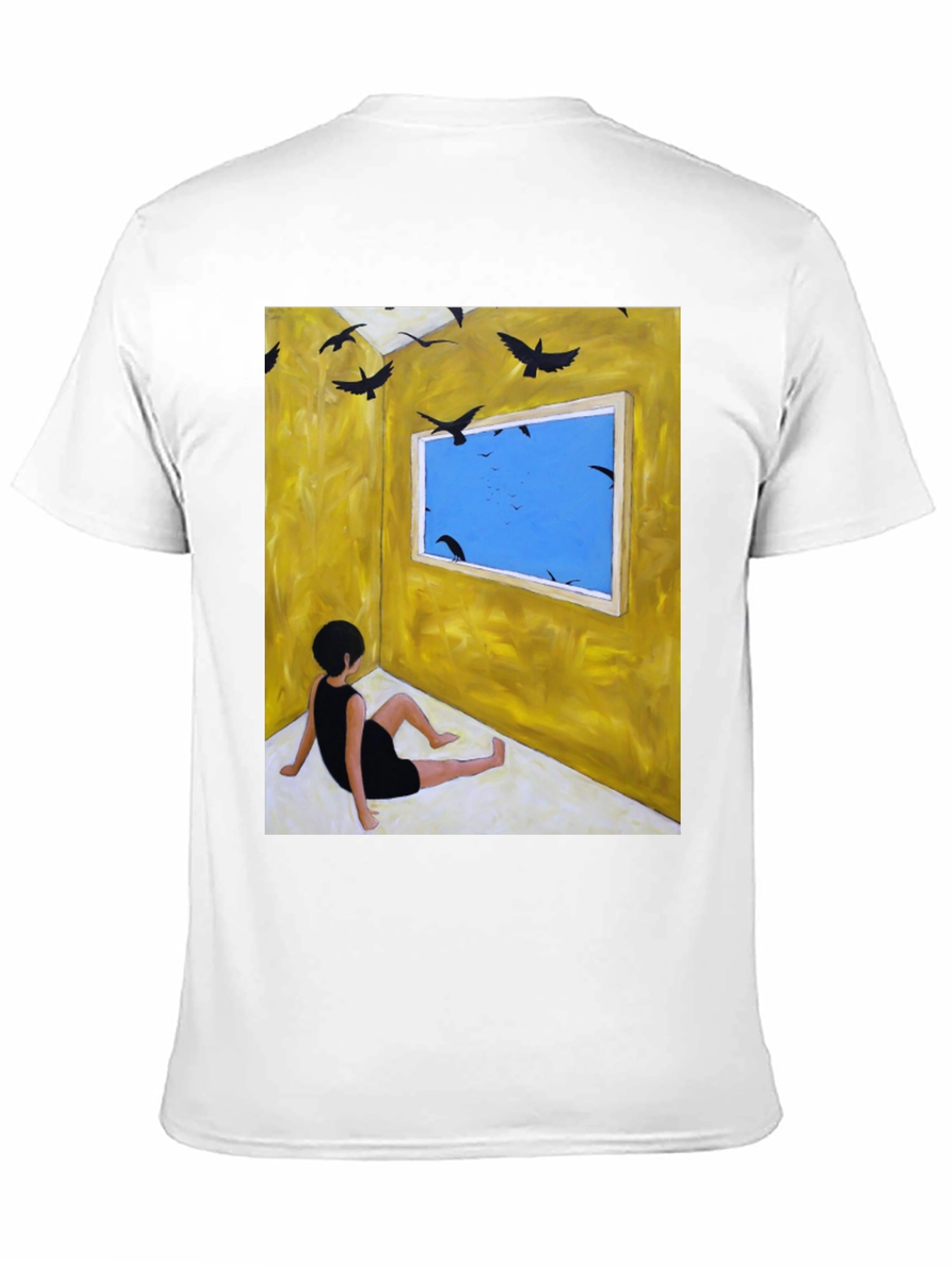 Black Artistic Crow Window Graphic Tee view 11