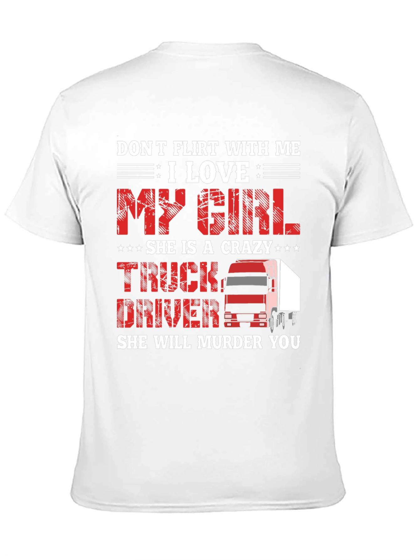 Black Crazy Truck Driver Girl T-Shirt view 11