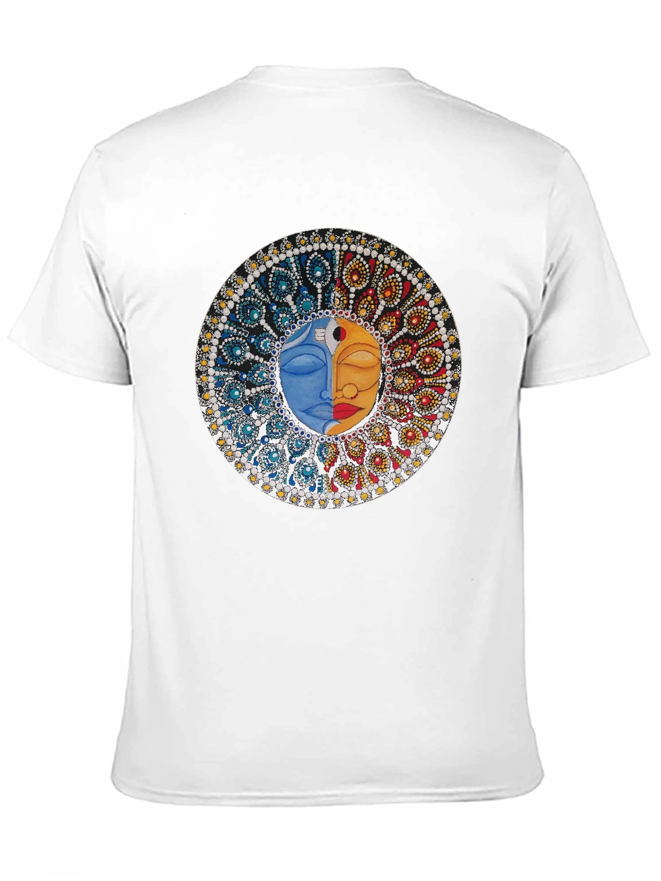 Black Yin Yang Face Graphic Tee - Unisex Black T-Shirt view 11