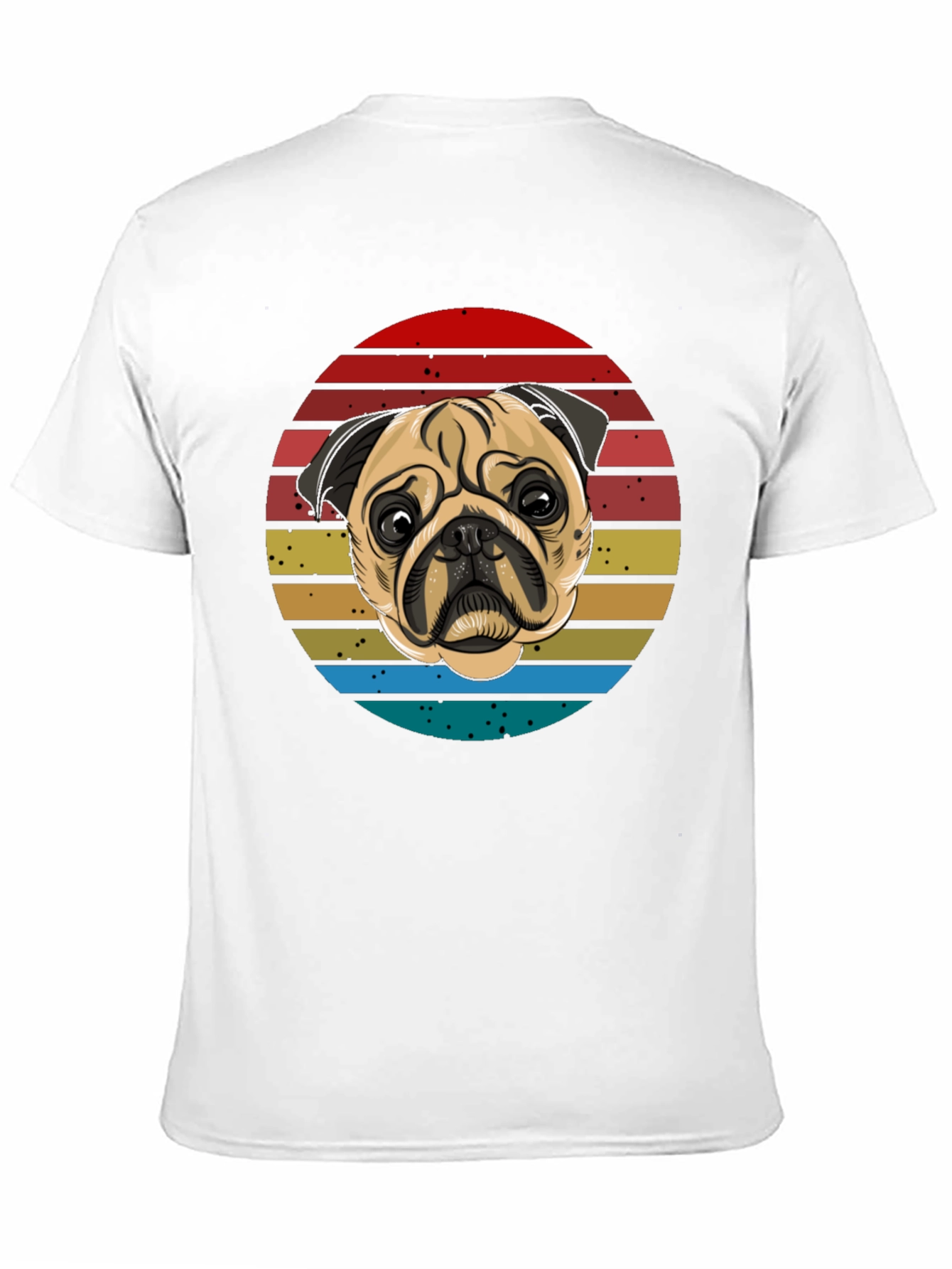 Black Pug Retro T-Shirt, Black Cotton Tee view 11