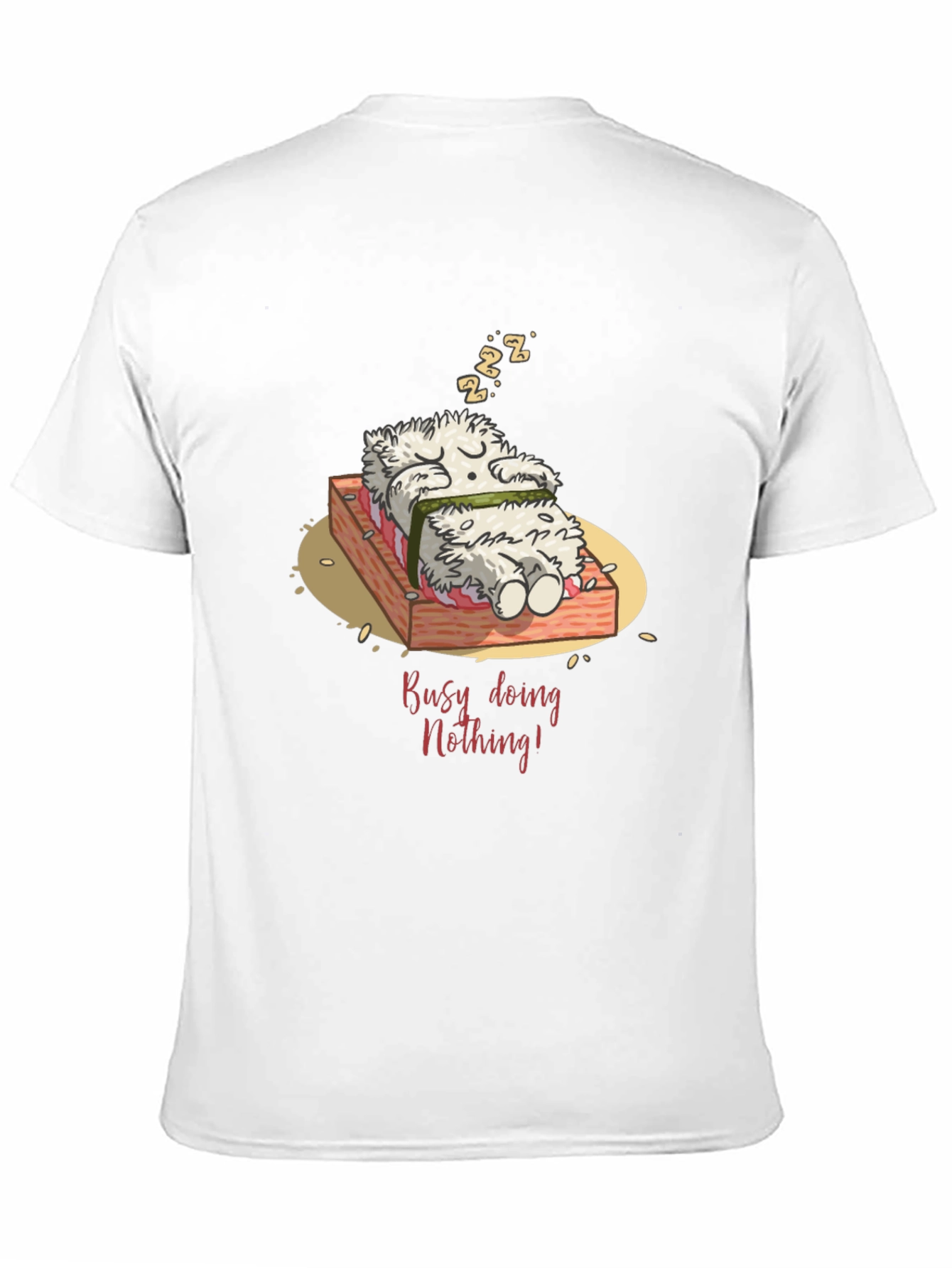 Black Funny "Busy Doing Nothing" Sushi Sleeping T-Shirt view 11