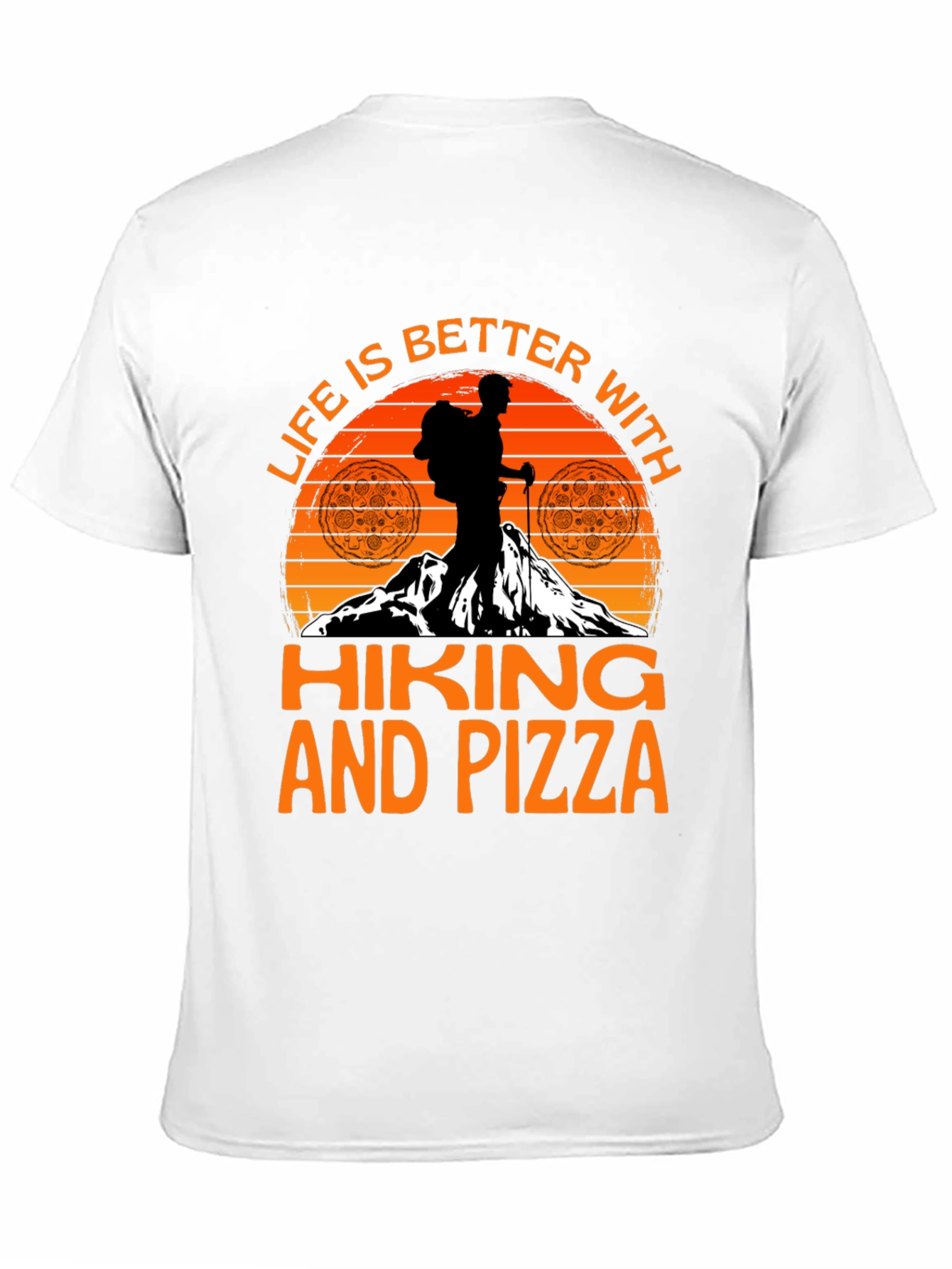 Black Hiking and Pizza Graphic Tee view 11