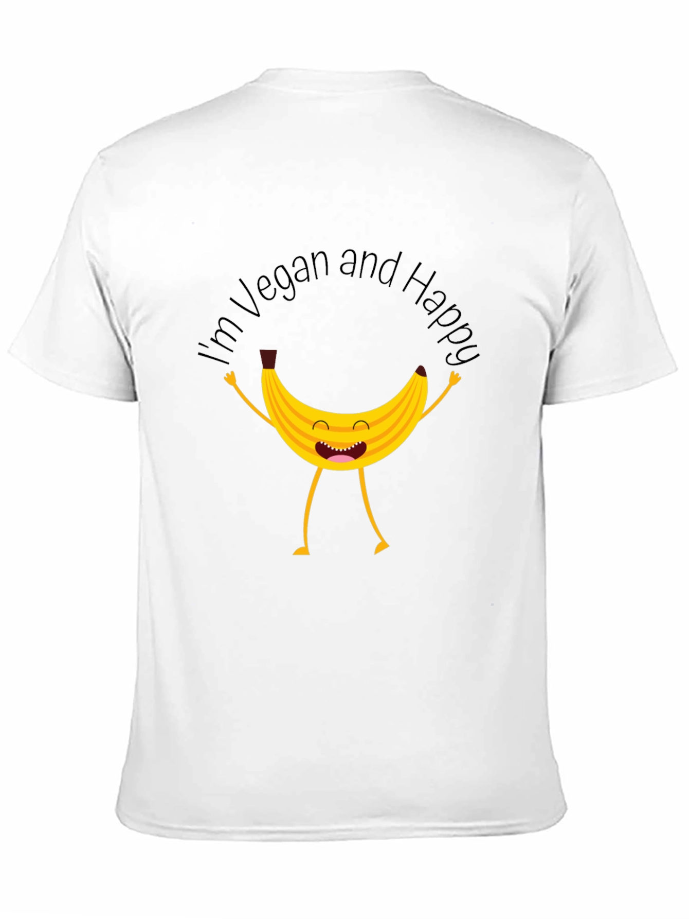Black Vegan Happy Banana Graphic T-Shirt view 11