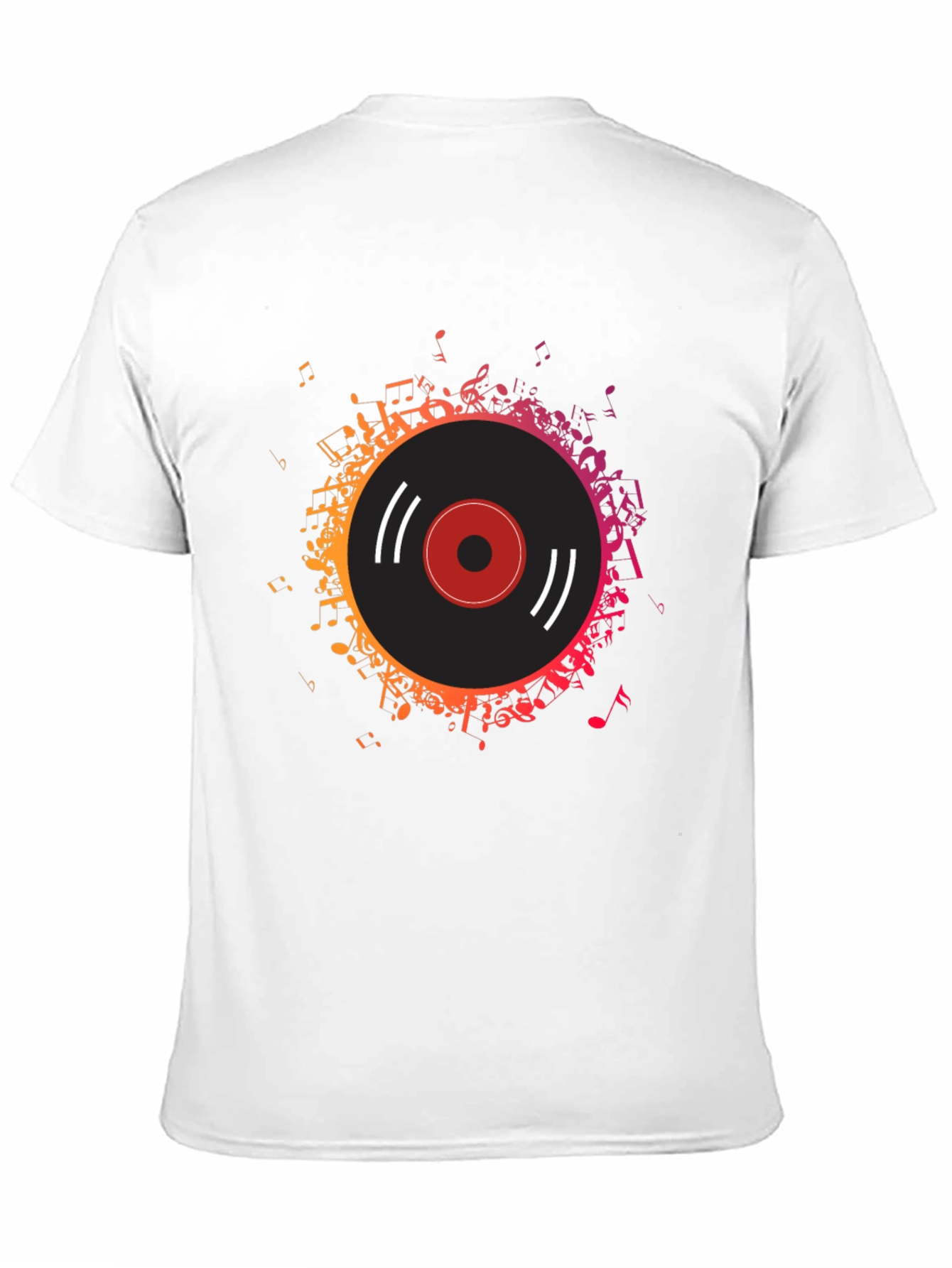 Black Vinyl Record Music Notes Graphic Tee view 11